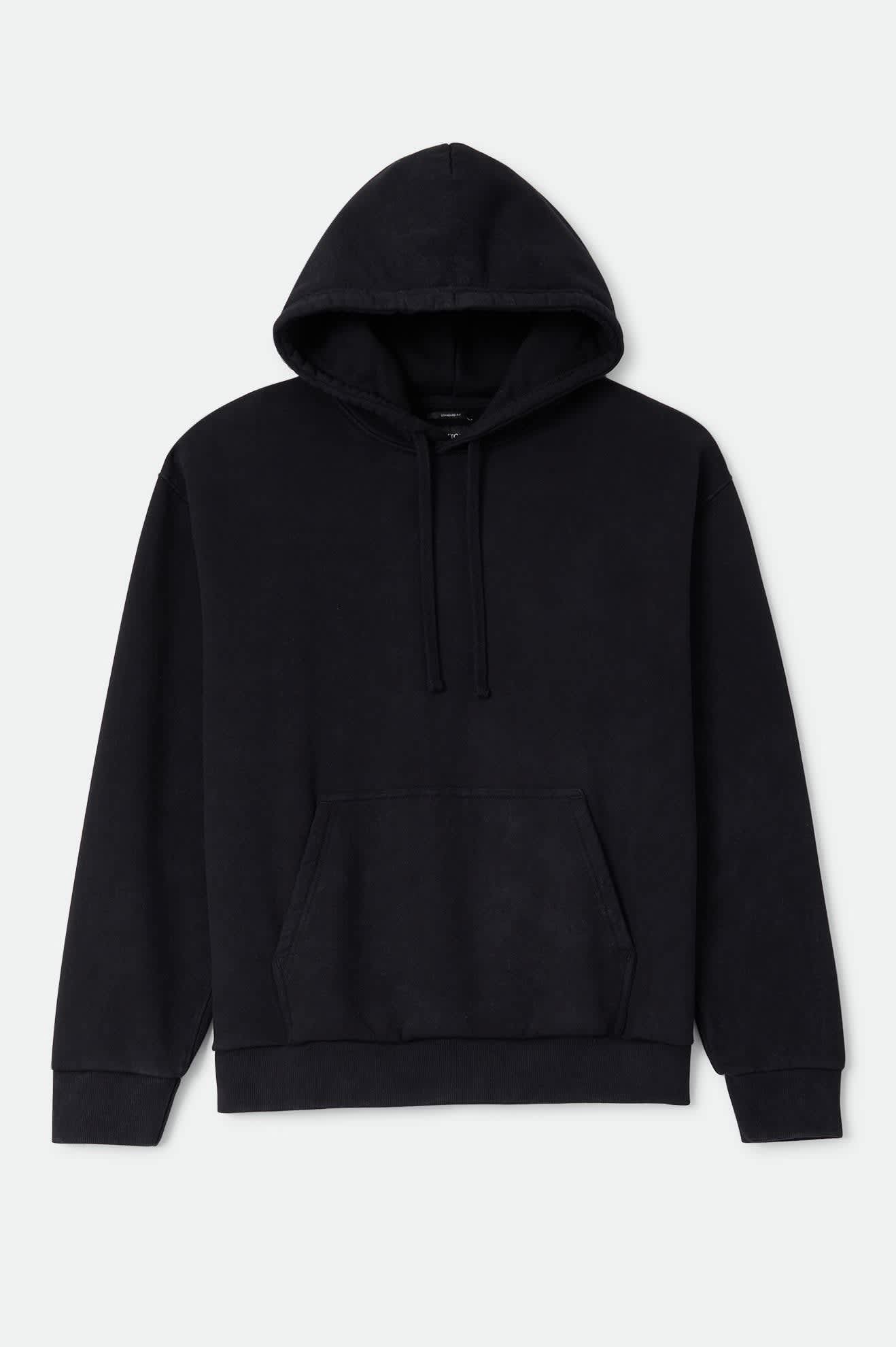 Men's Brixton Baseline Hood Fleece in the color Black - Front Product Laydown Image