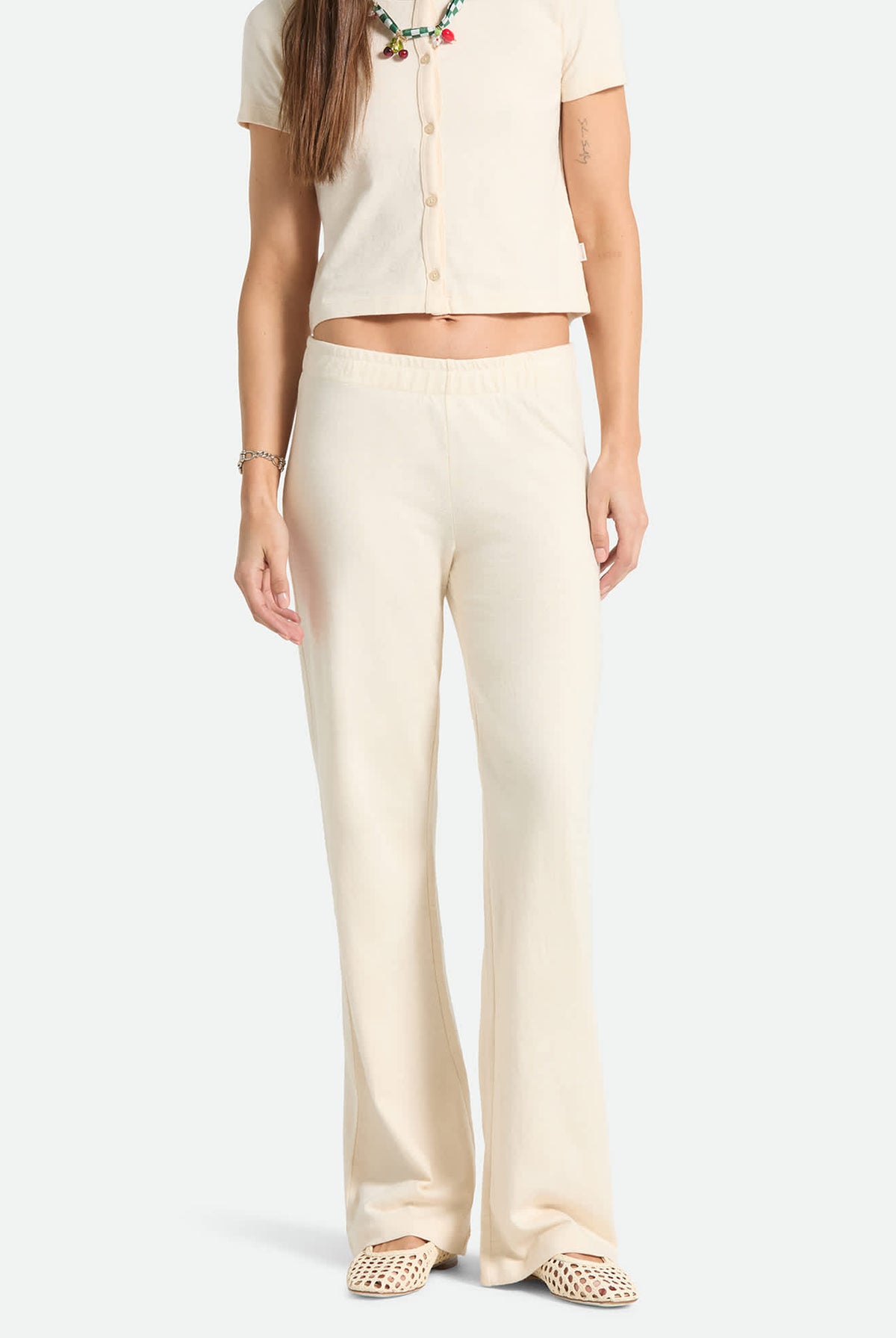 Women's Siesta Knit Pant in the color Whitecap - Women's Front Fit Image