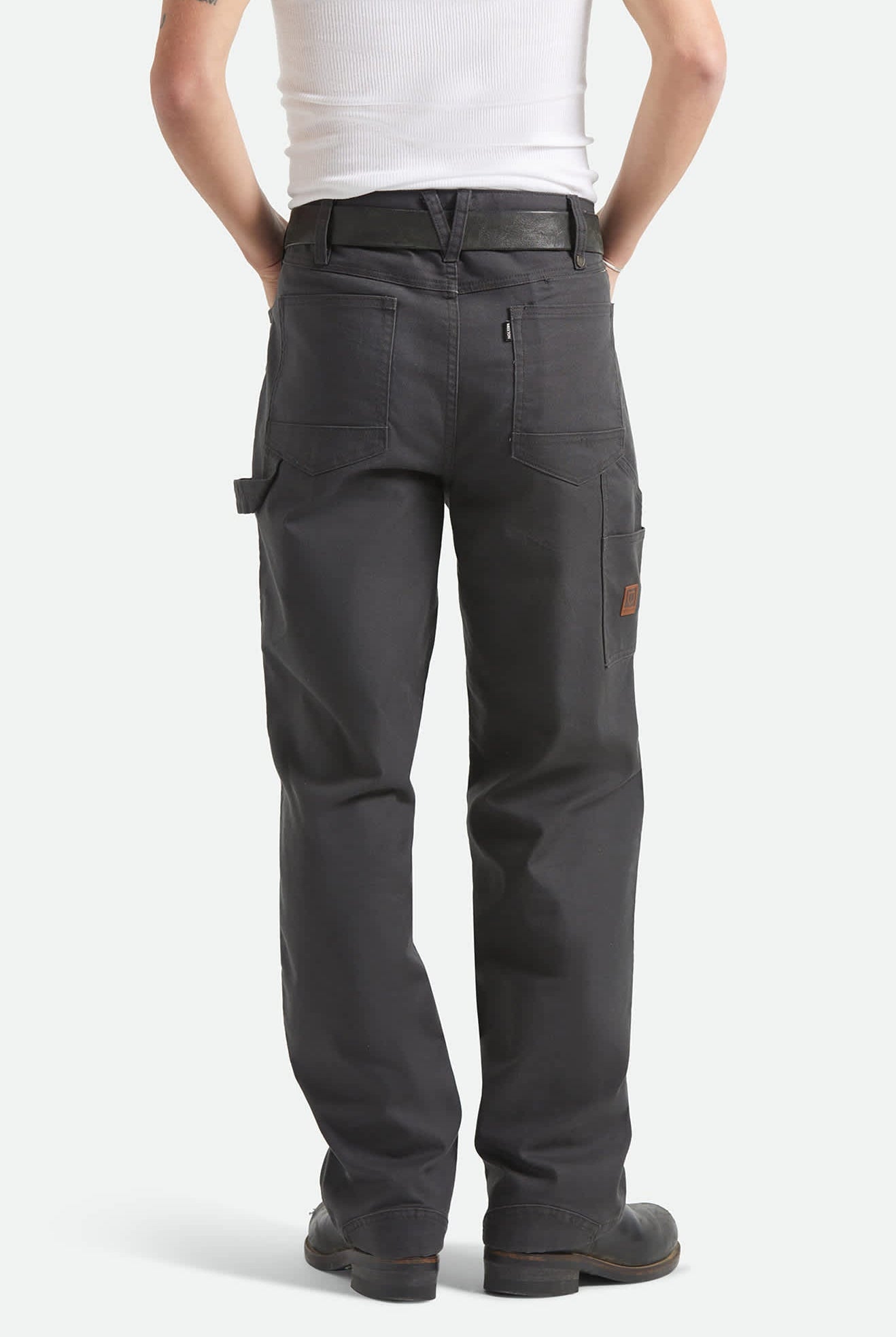 Men's Builders Carpenter Stretch Pant in the color Washed Black - Men's Back View
