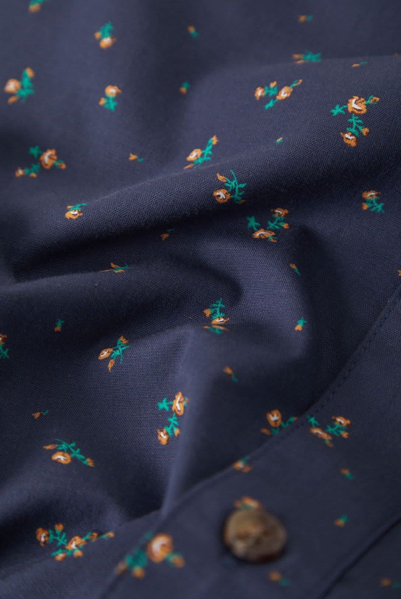 Men's Charter Print Shirt in the color Washed Navy/Micro Floral - Additional Laydown image