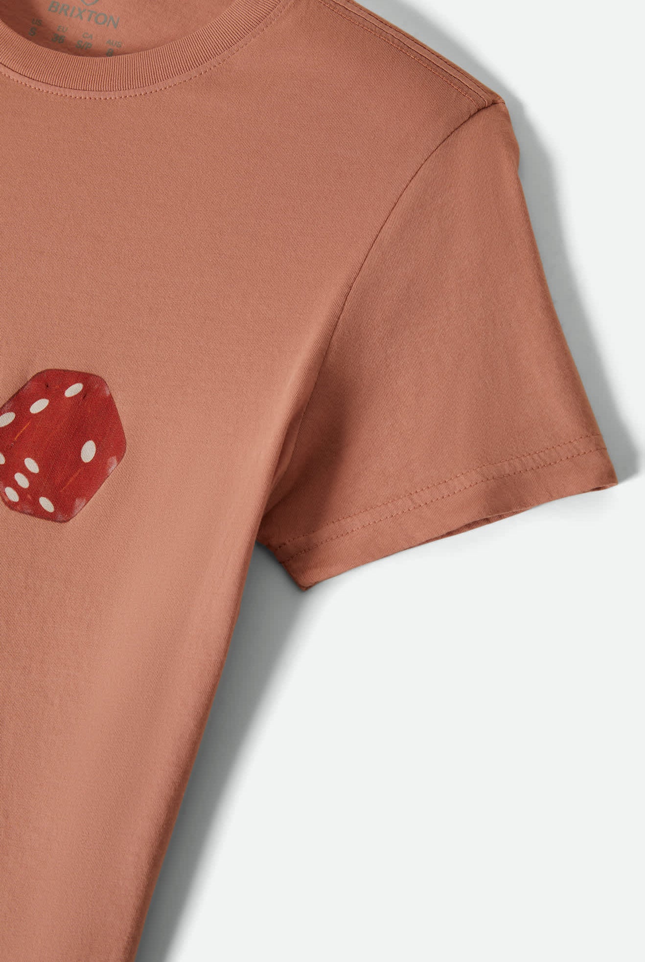 Women's Tossed Dice Crew T-Shirt in the color Italian Clay - Additional Laydown image