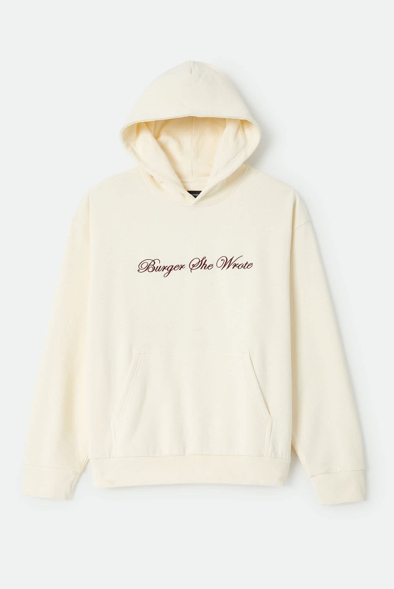 Men's Burger She Wrote Hood in the color Natural - Front Product Laydown Image