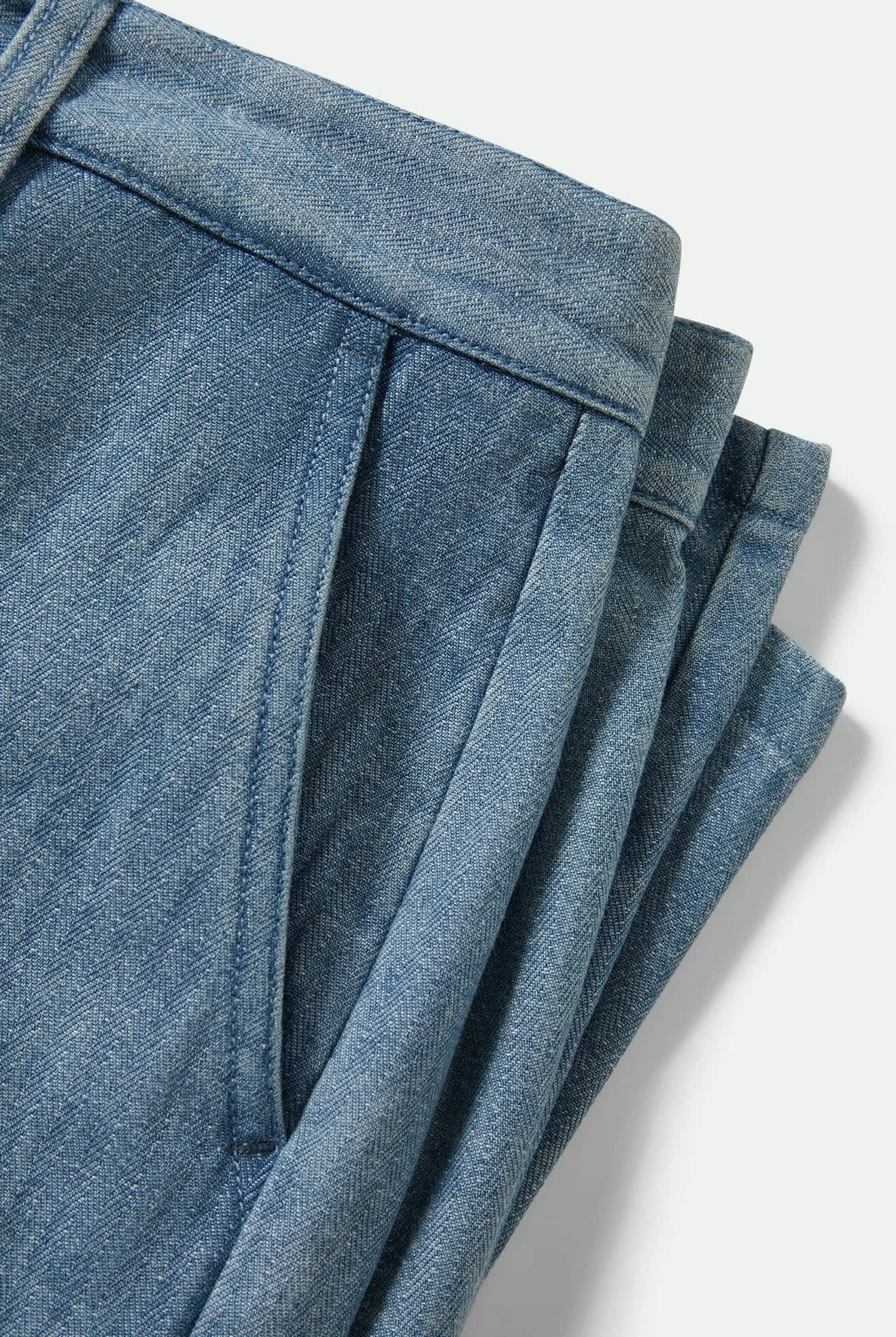 Men's Choice Chino Baggy Short in the color Light Wash Denim Herringbone - Additional Laydown image