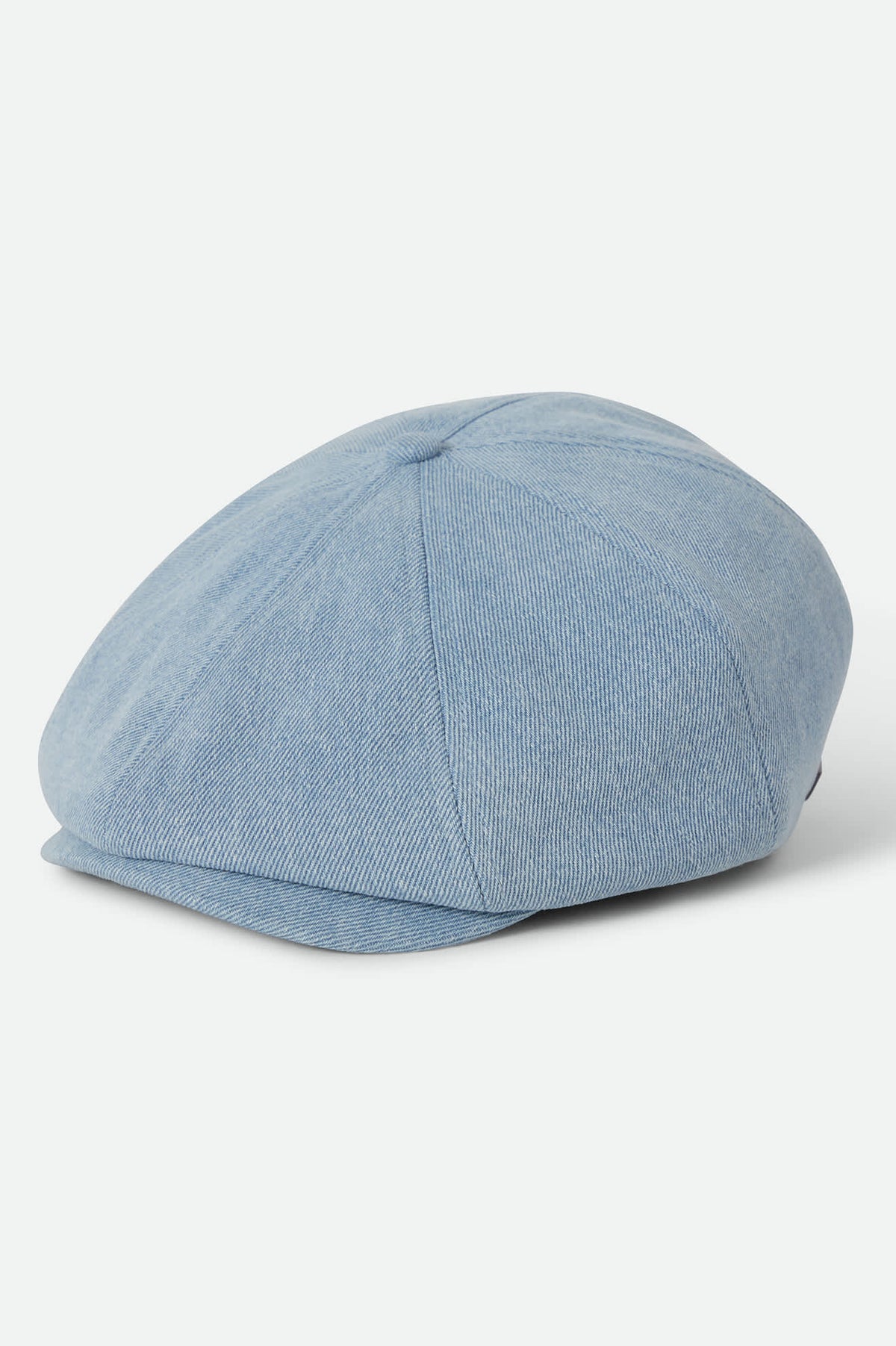 Unisex Brood Newsboy Cap in the color Light Indigo Wash - Front Product Laydown Image
