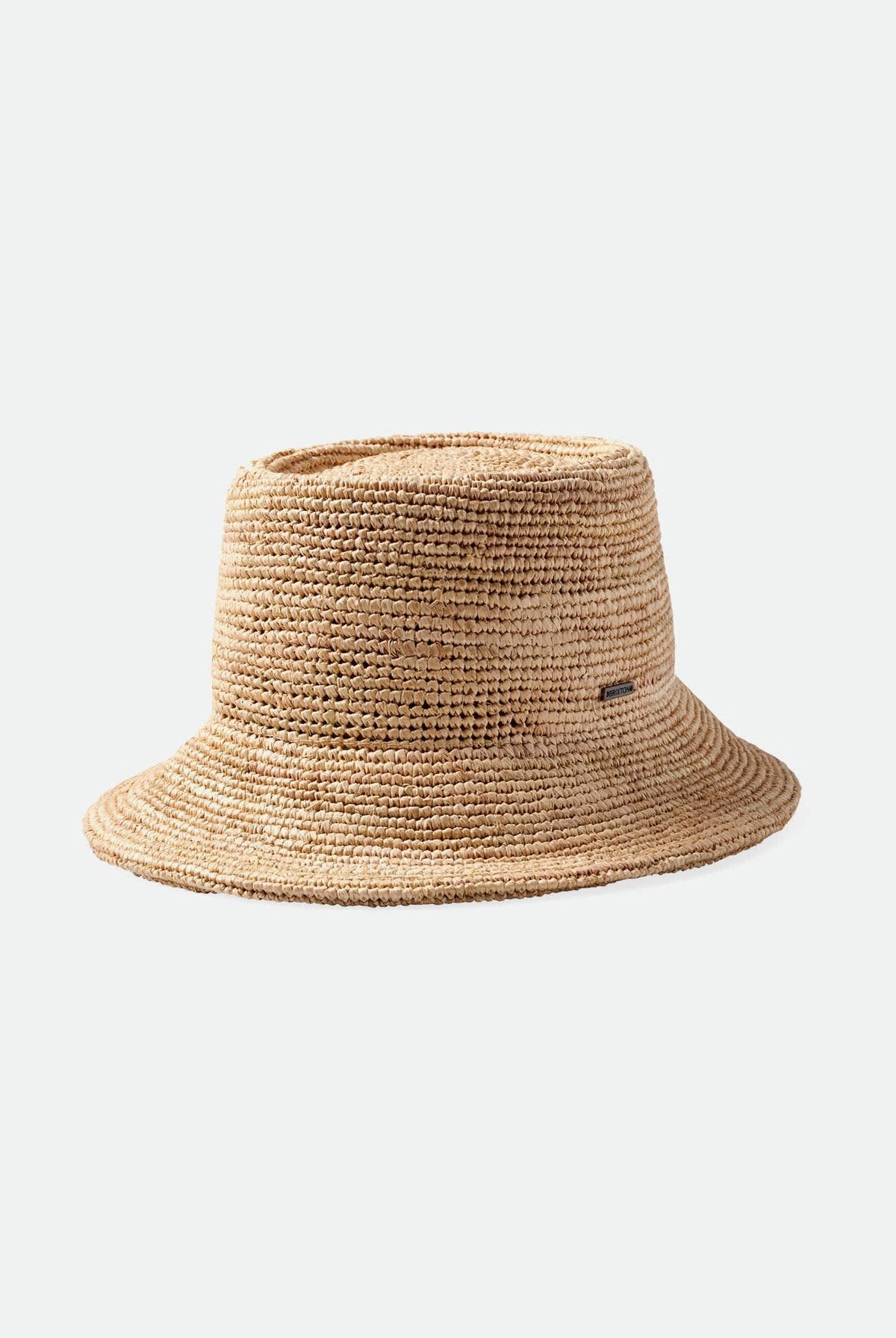 Women's Ellee Straw Bucket Hat in the color Tan - Front Product Laydown Image