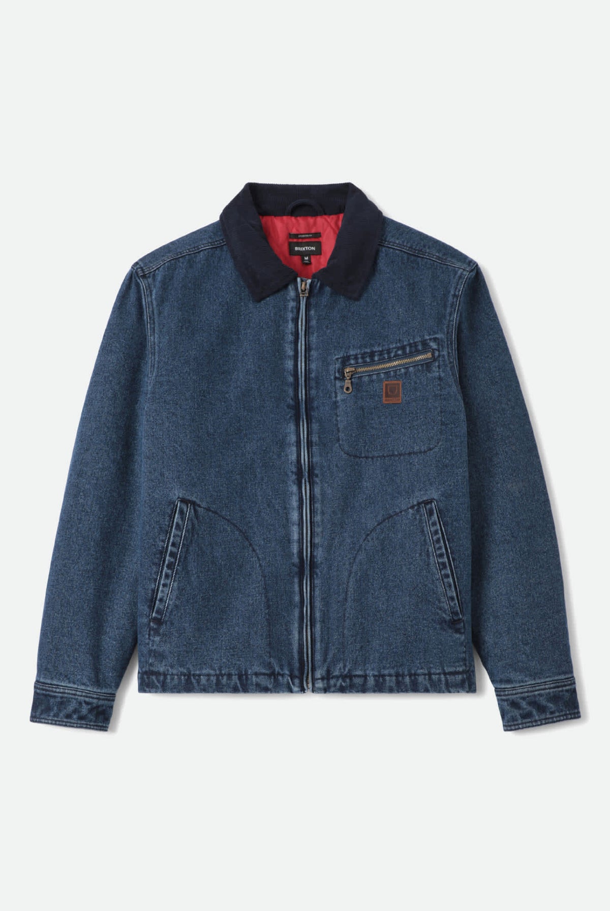 Men's Mechanic Garage Zip Lined Jacket in the color Rinse Denim - Front Product Laydown Image