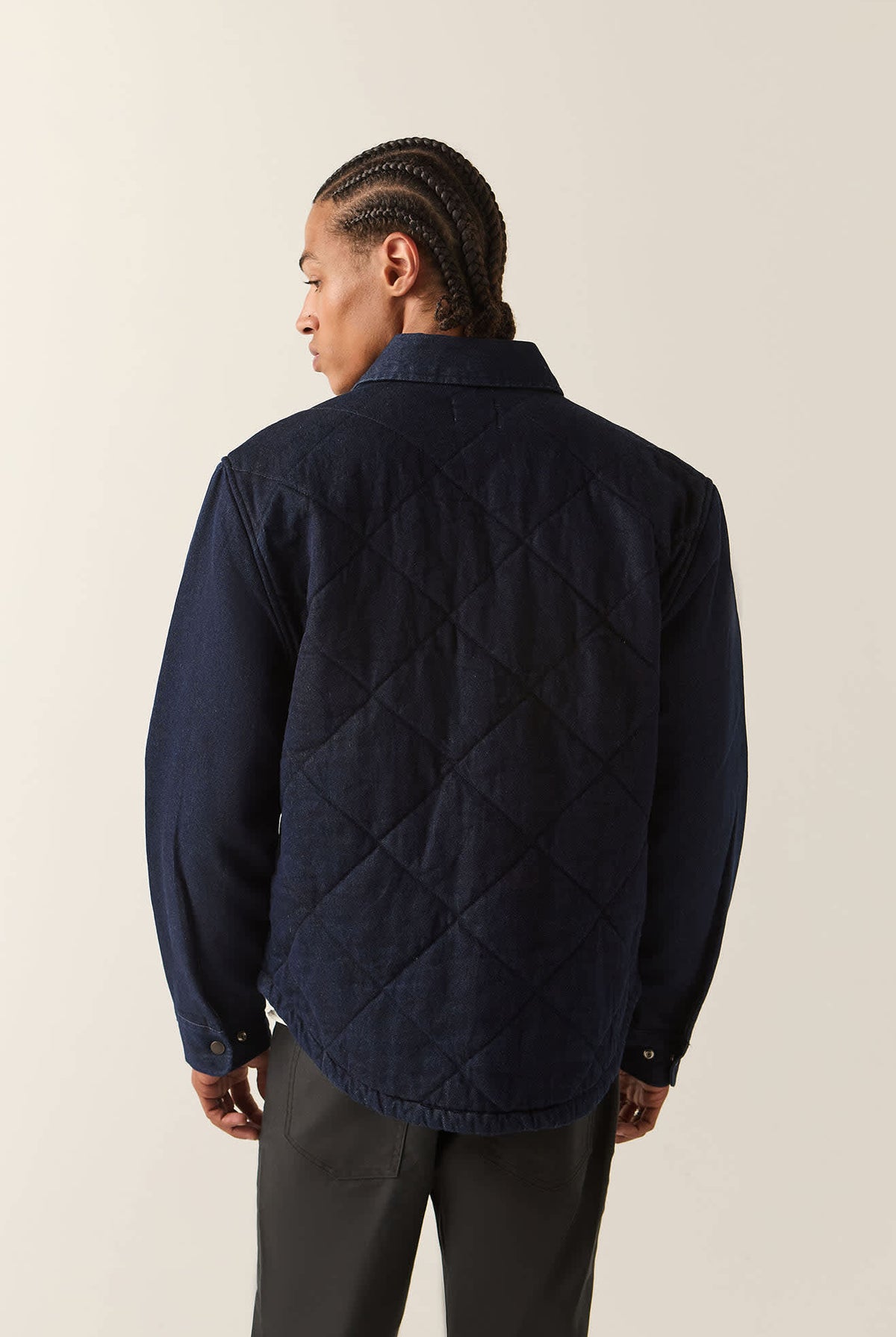 Men's Durham Lined Jacket in the color Dark Denim - Men's Back View