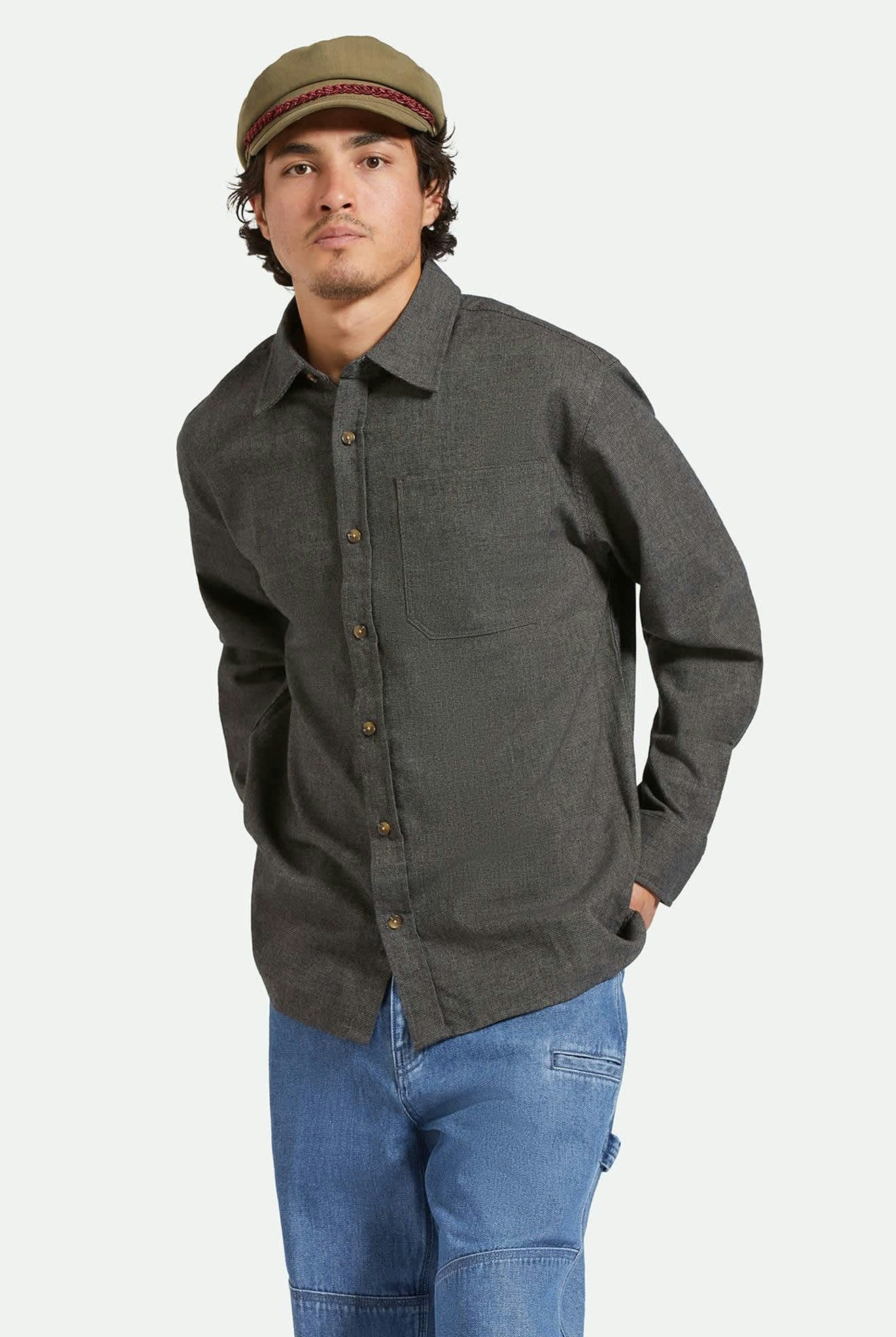 Men's Selden L/S Overshirt in the color Mixed Tweed - Men's Side View