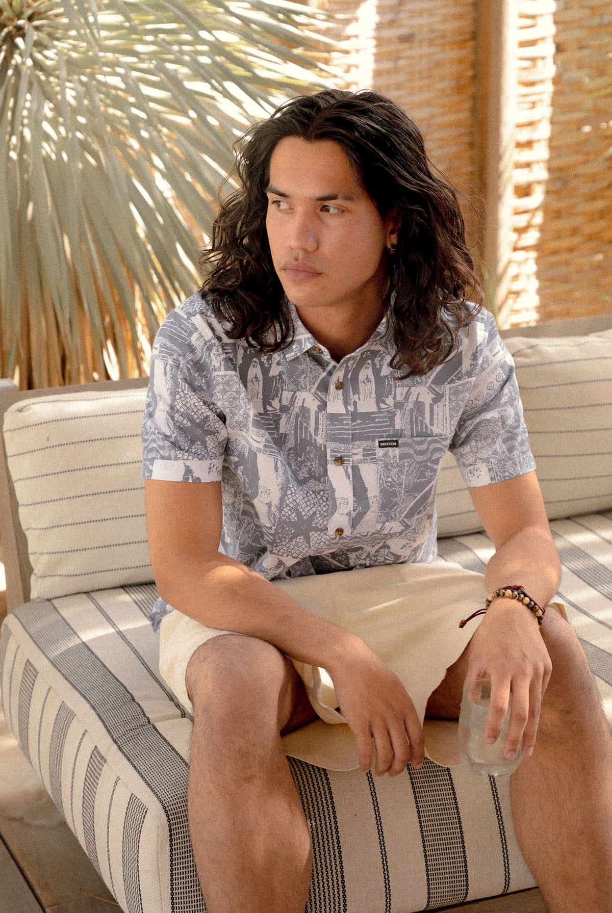 Men's Charter Print Short Sleeve Shirt in the color Navy/White Collage - Men's Lifestyle 2.0