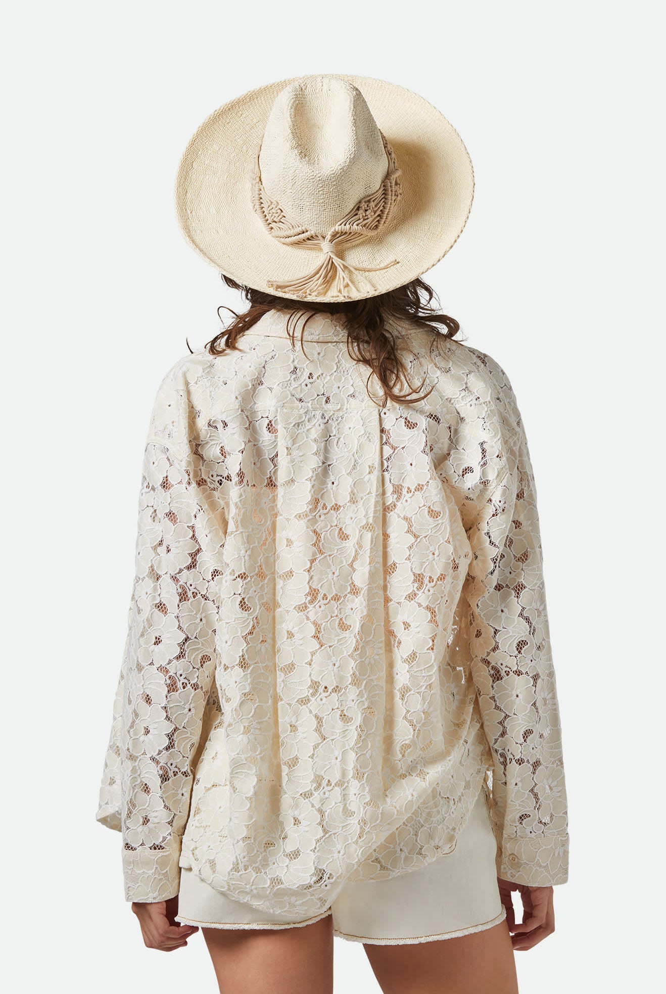 Women's Matteo Straw Hat in the color Bone/Bone - Women's Back View