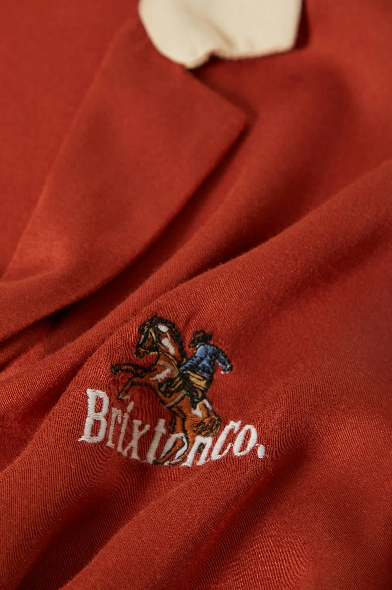 Women's Silky S/S Bowling Button Down in the color Burnt Brick - Additional Laydown image