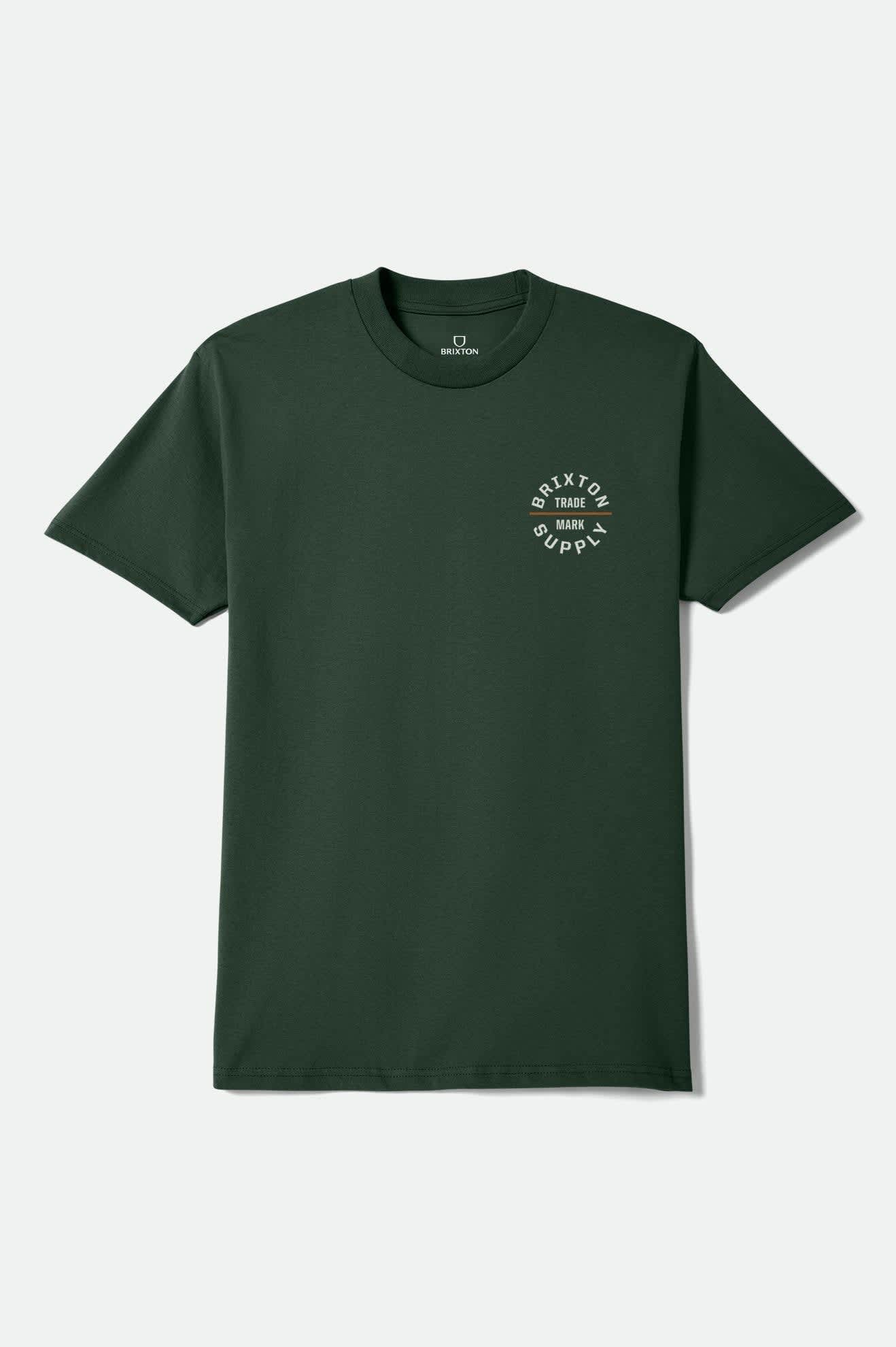 Men's Oath Short Sleeve Standard T-Shirt in the color Forest Green/Off White/Rust - Front Product View