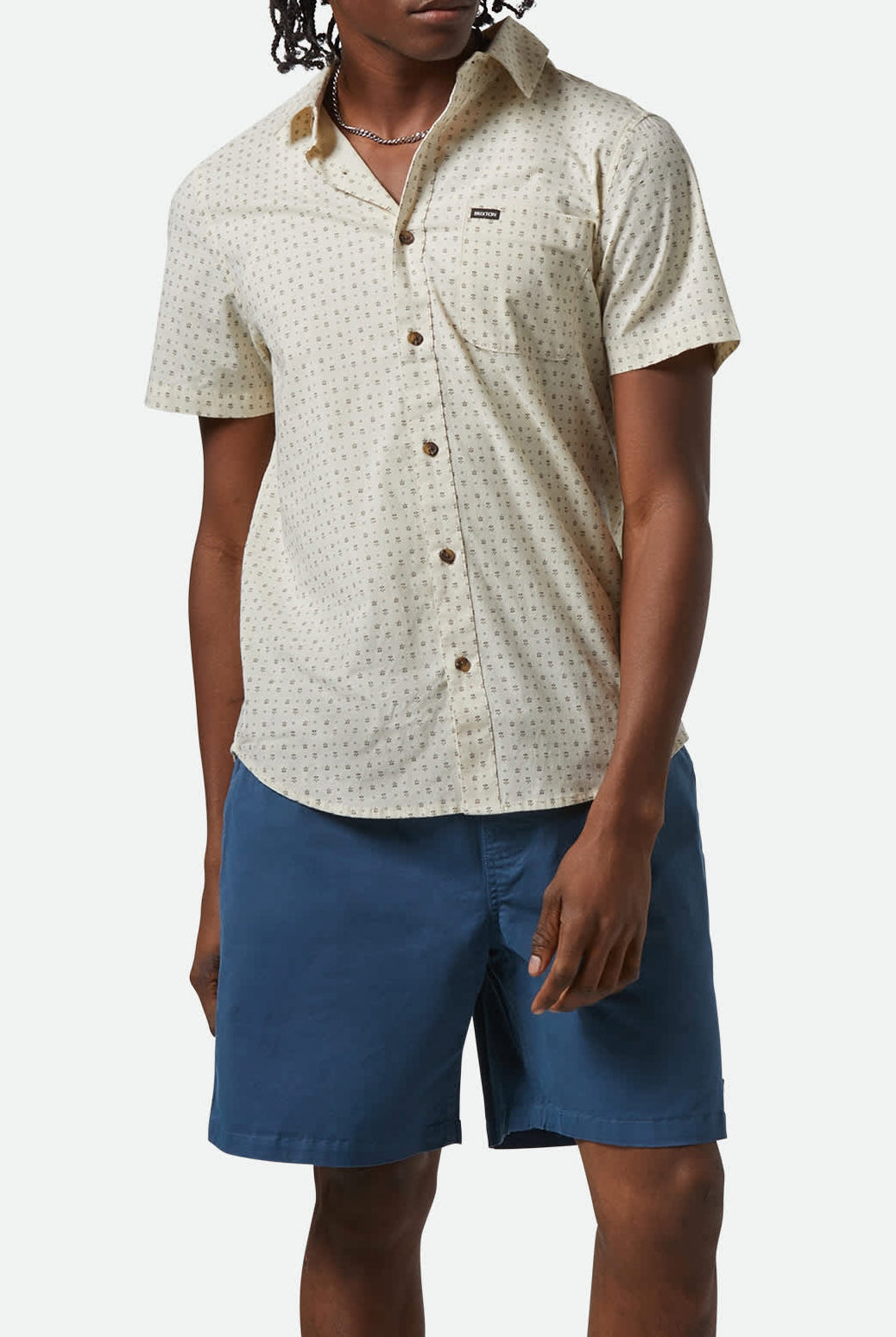 Men's Charter Print S/S Shirt in the color Off White/Micro Floral - Men's Front View