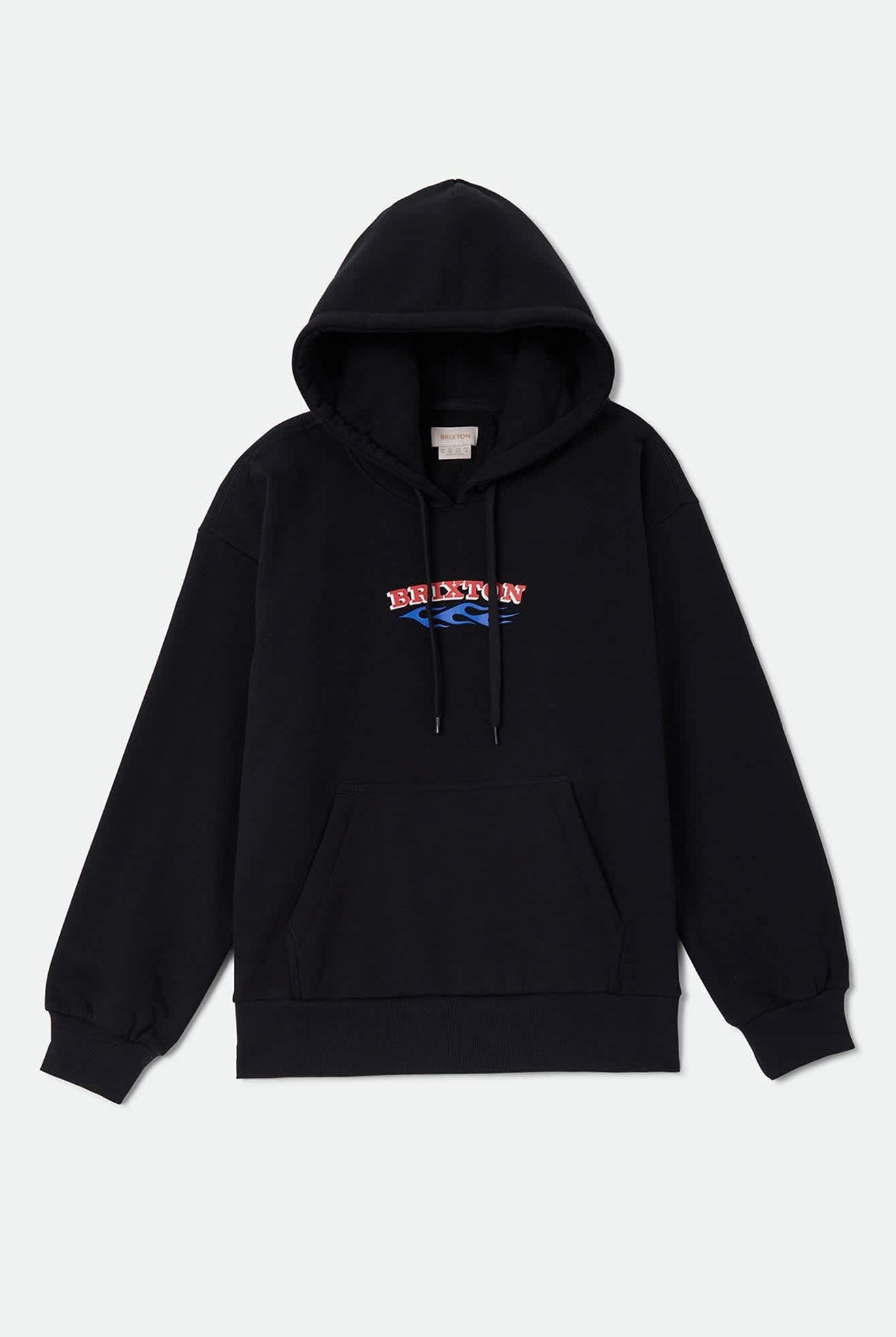 Women's Clifton Hood in the color Black - Front Product Laydown Image