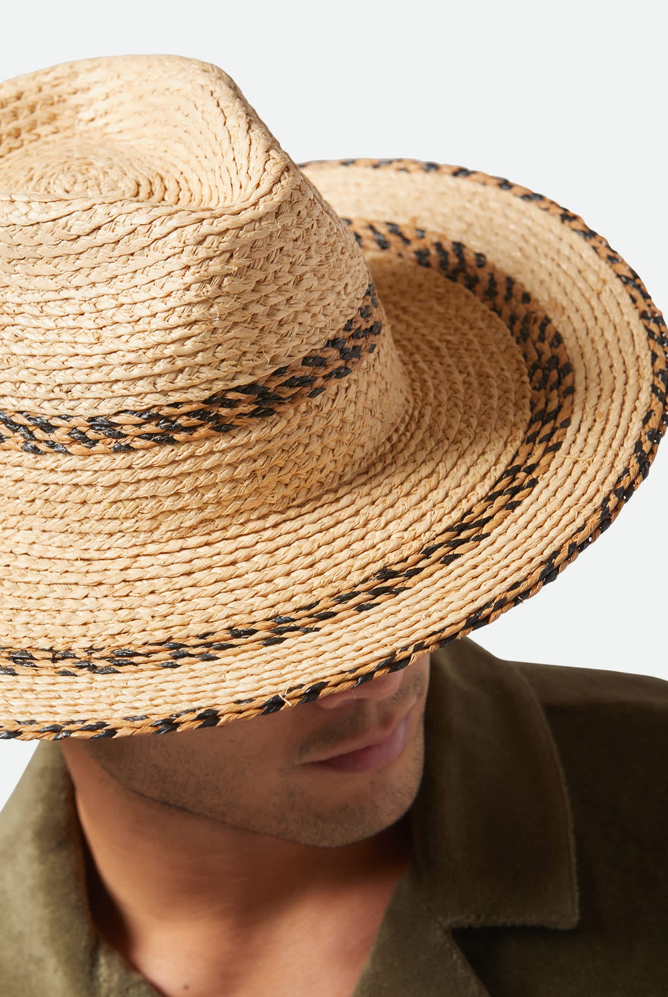 Unisex Cohen Straw Cowboy Hat in the color Tan/Black - Additional Fit image