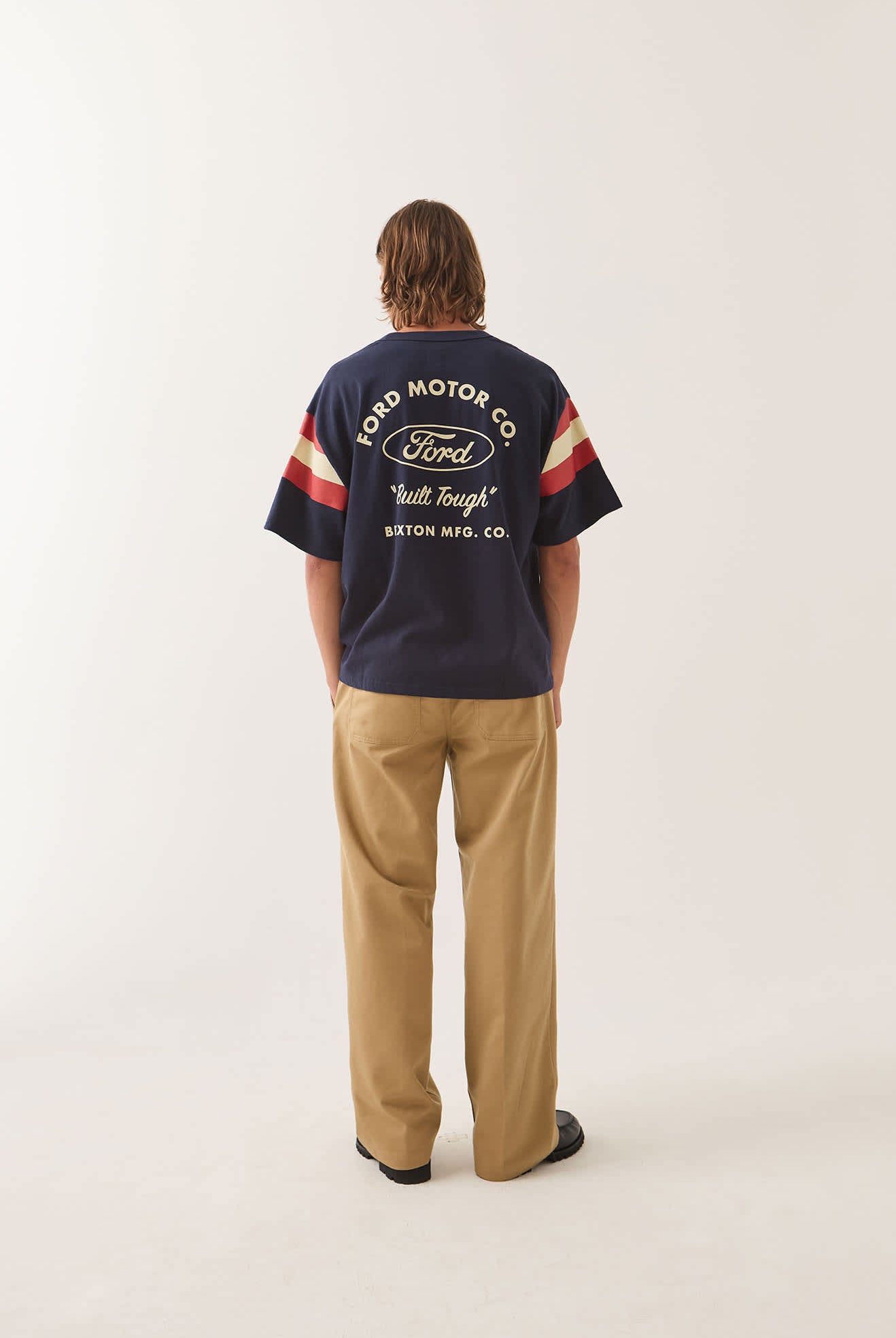 Men's Ford Built Tough Jersey in the color American Navy - Men's Back View