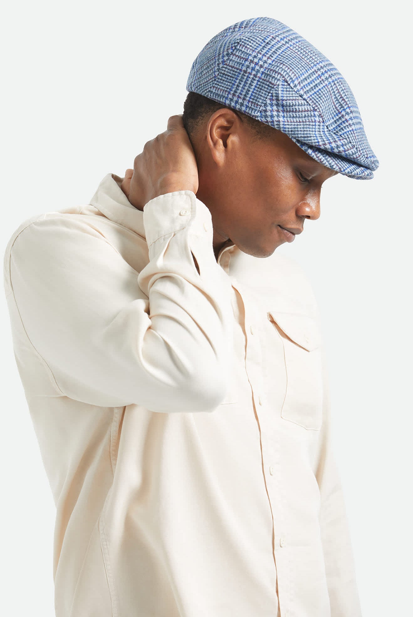 Unisex Hooligan Flat Cap in the color Celadon Green/Royal Plaid - Additional Fit image