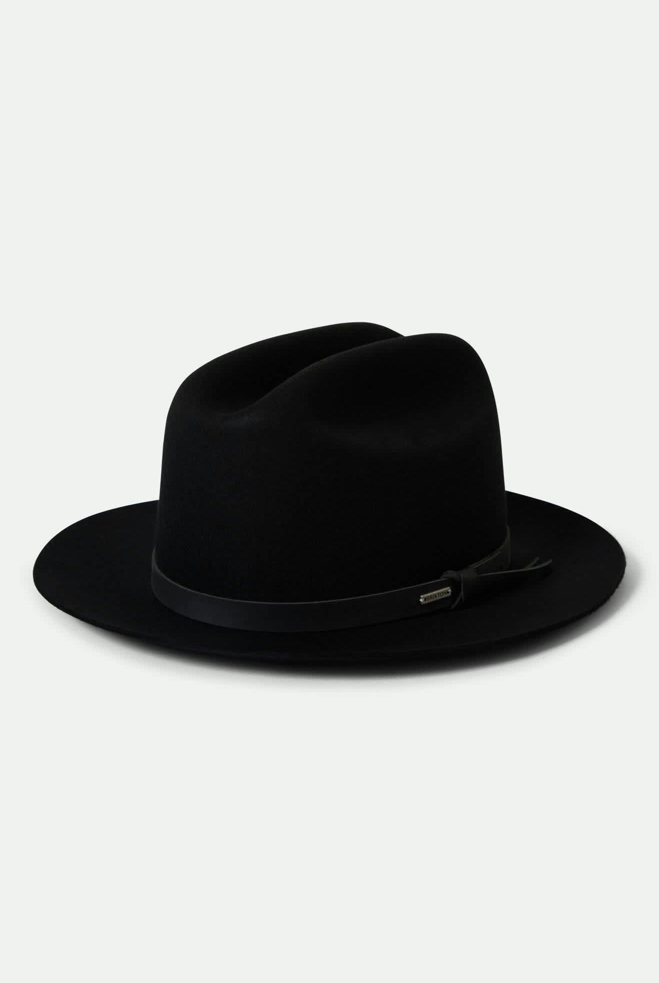 Unisex Hitch Ranch Fedora in the color Black/Black - Front Product View