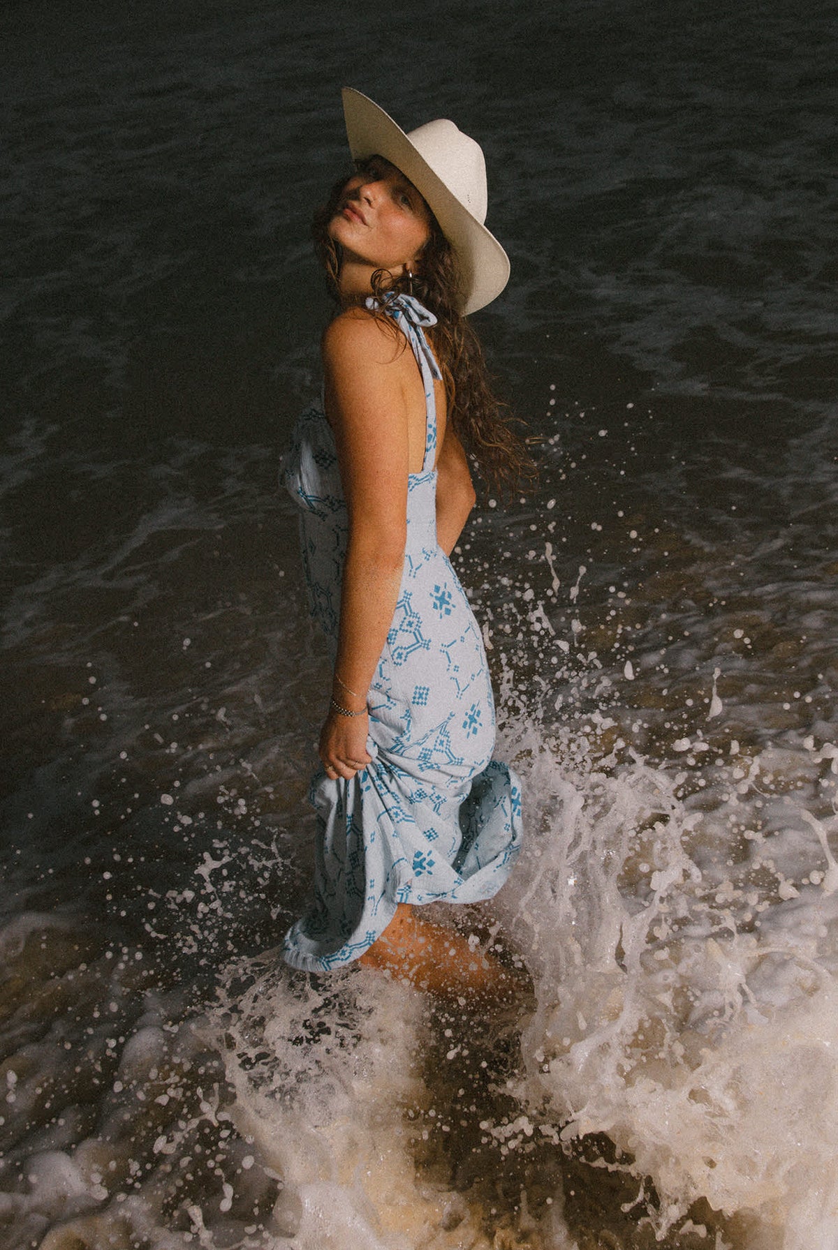 Women's The Tie Dress in the color Aura Blue Tile Print - Men's Lifestyle image