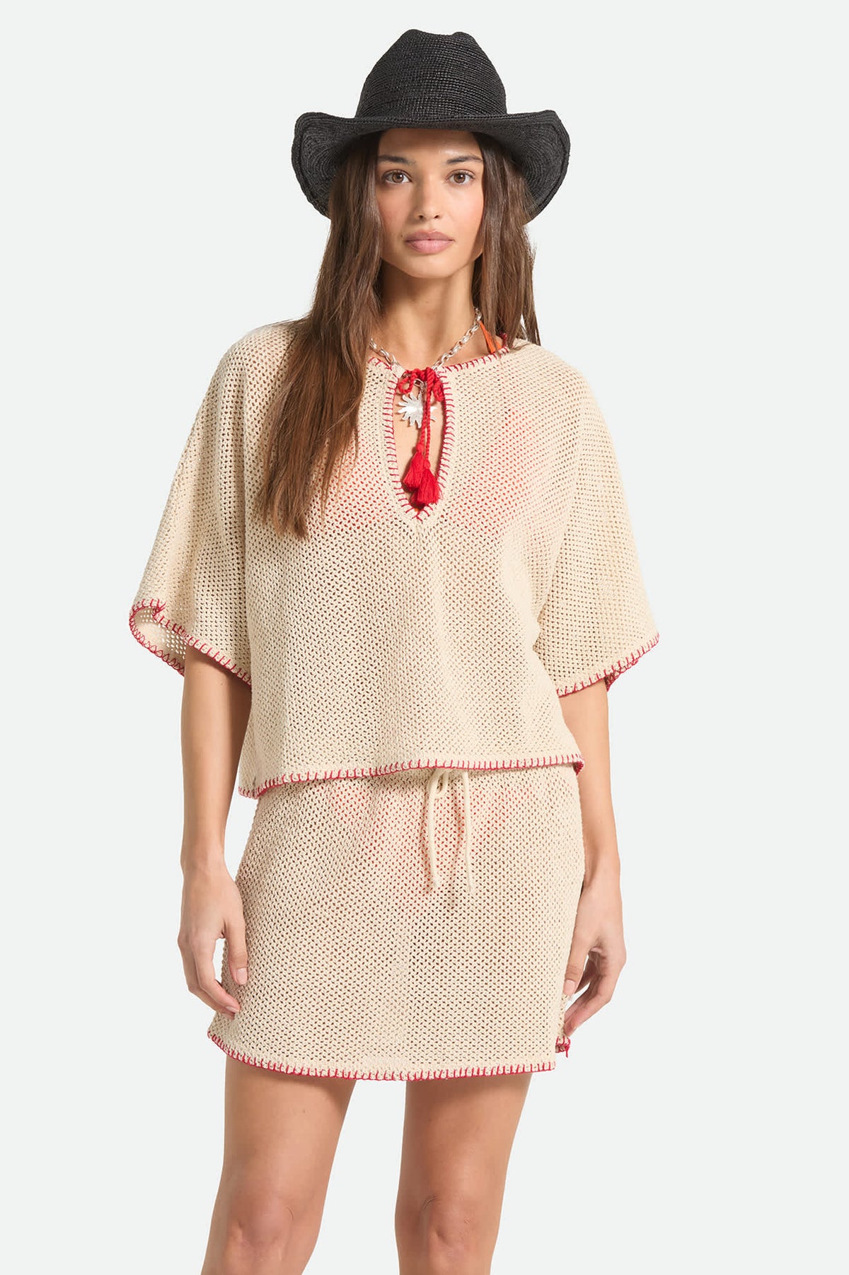 Women's The Crochet Cover Up in the color Timeless Taupe - Women's Front Fit Image