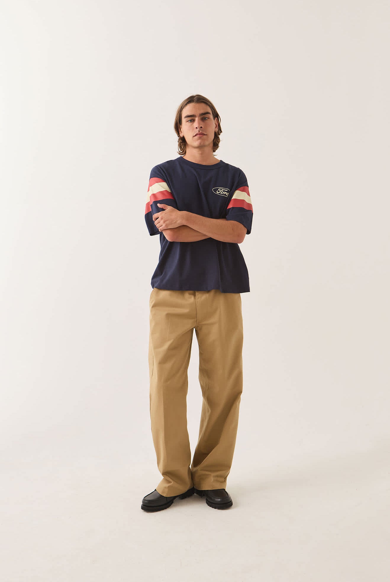 Men's Ford Built Tough Jersey in the color American Navy - Men's Front View