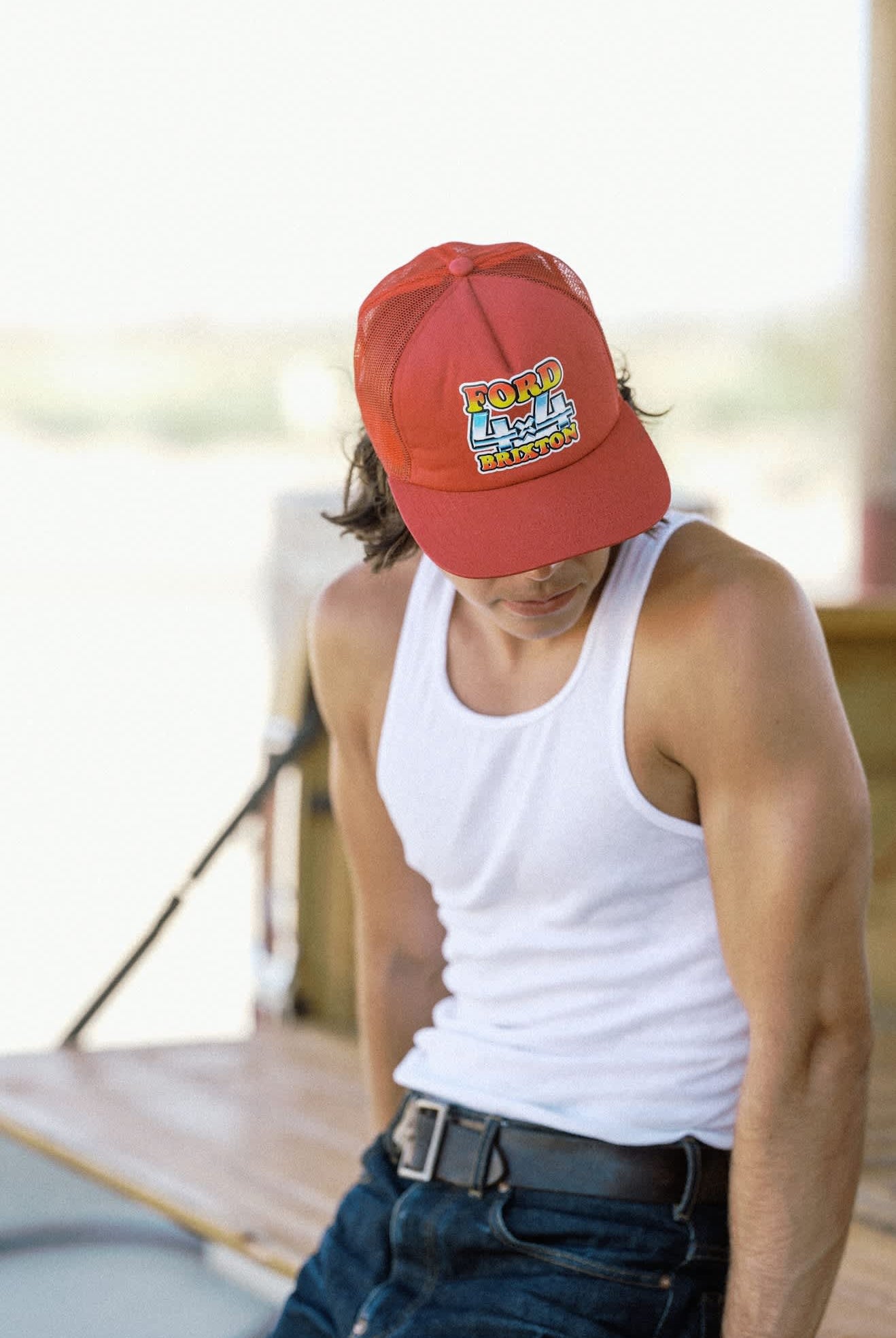 Unisex Ford 4x4 Chrome Trucker Hat in the color Rangoon Red - Men's Lifestyle 2.0