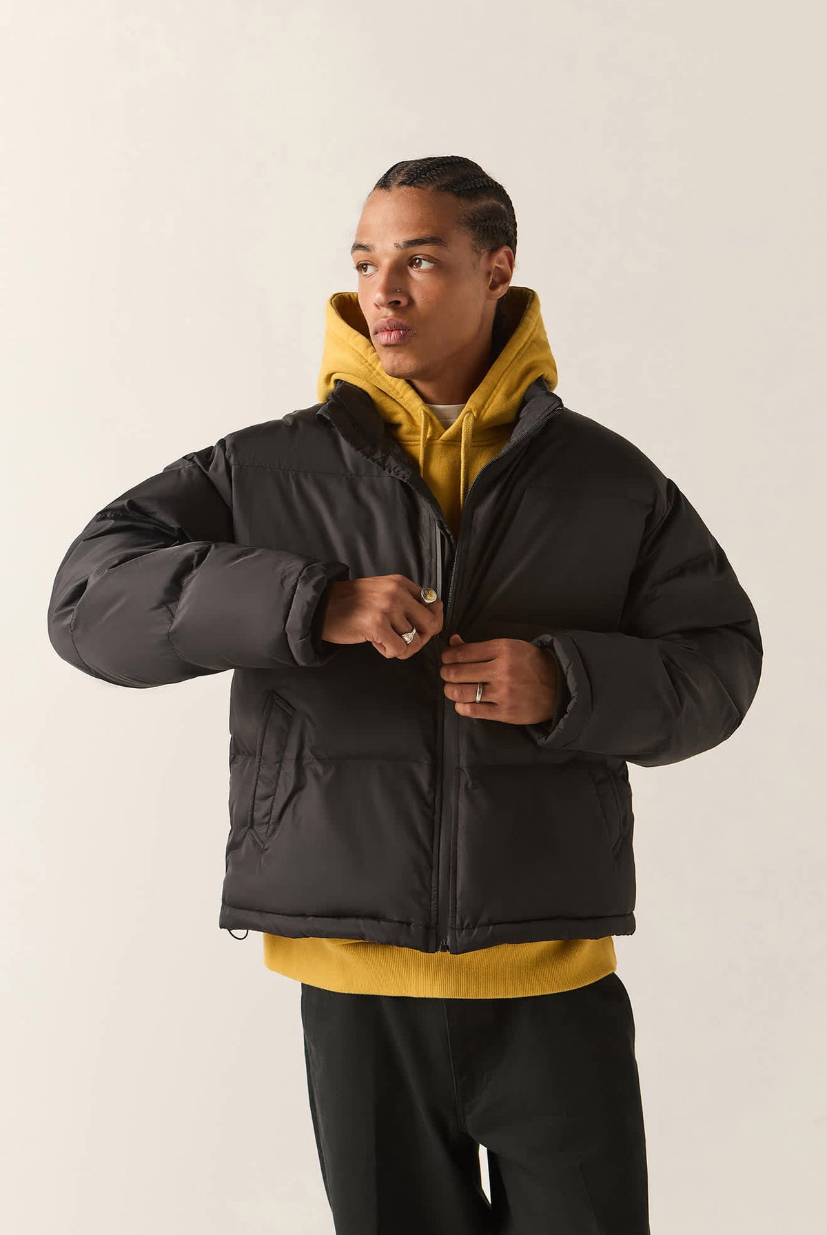 Men's Journey Puffer Jacket in the color Black - Men's Front View