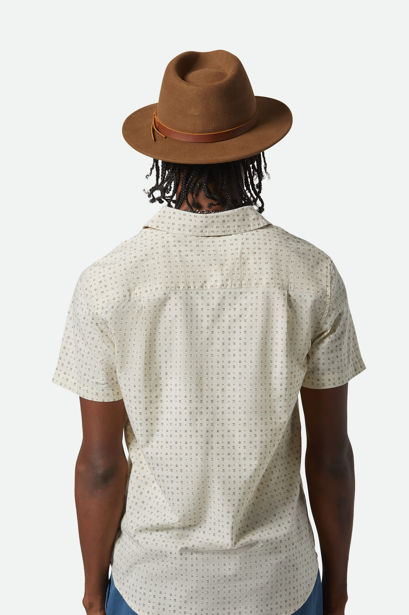 Unisex Messer Traditional Fedora in the color Coffee - Men's Back View