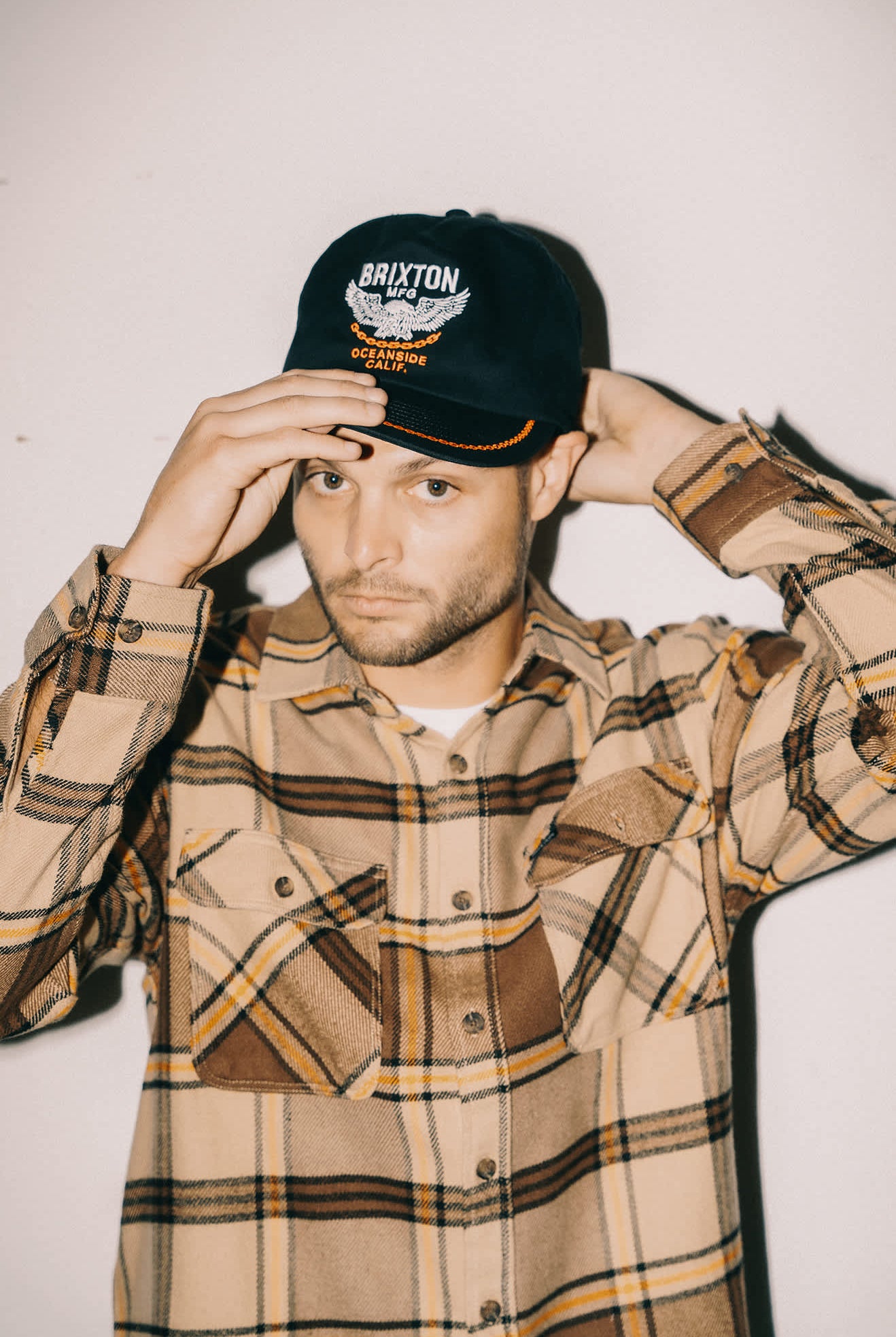 Men's Bowery L/S Flannel in the color Sand/Pinecone/Solar Orange - Men's Lifestyle image