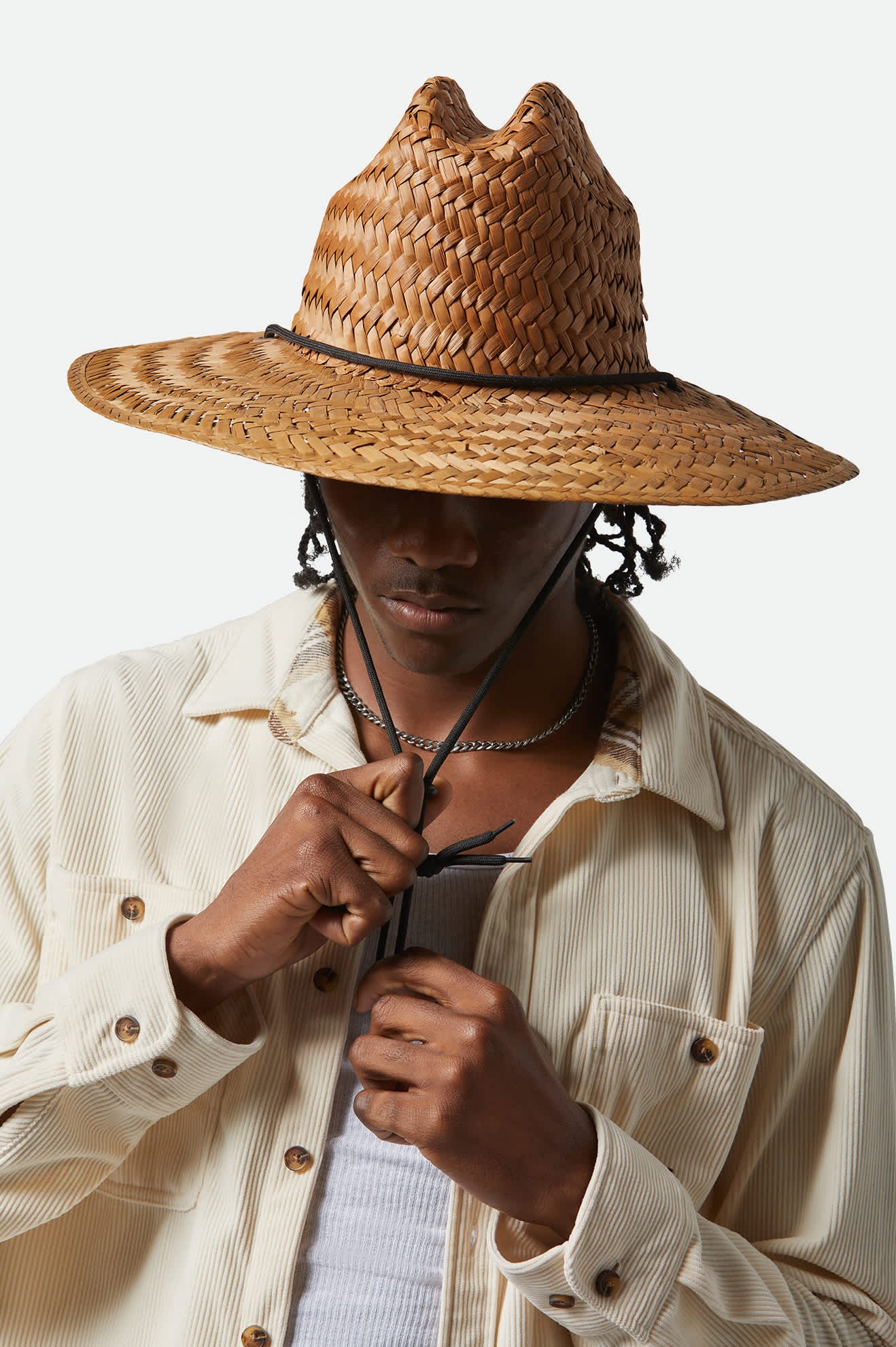 Unisex Bells II Sun Hat in the color Light Brown - Men's Front View