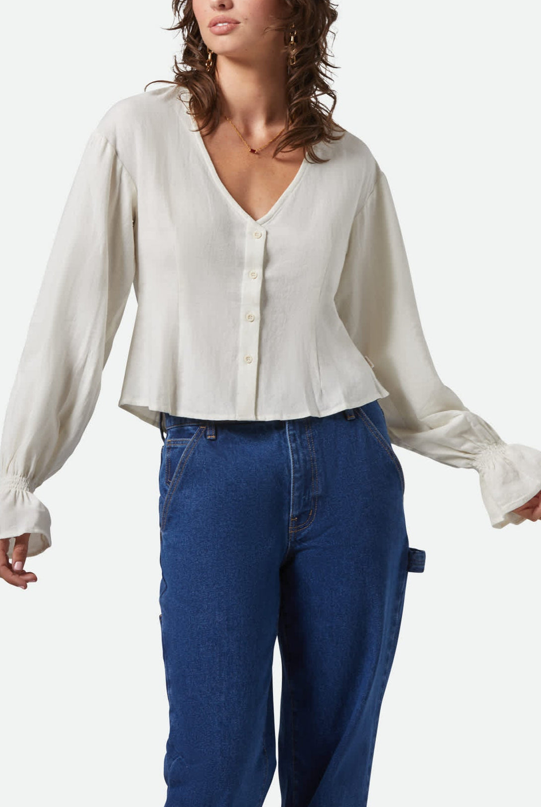 Women's The Meadow Blouse in the color Off White - Women's Front View