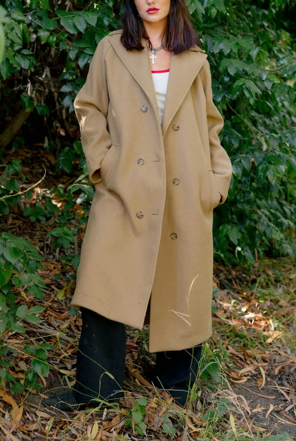 Women's Lennox Stretch Felted Coat in the color Khaki - Men's Lifestyle image