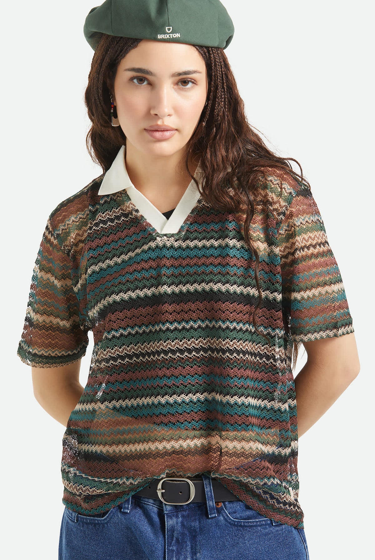 Women's Varsity T-Shirt in the color Multi Retro Stripe - Additional Fit image