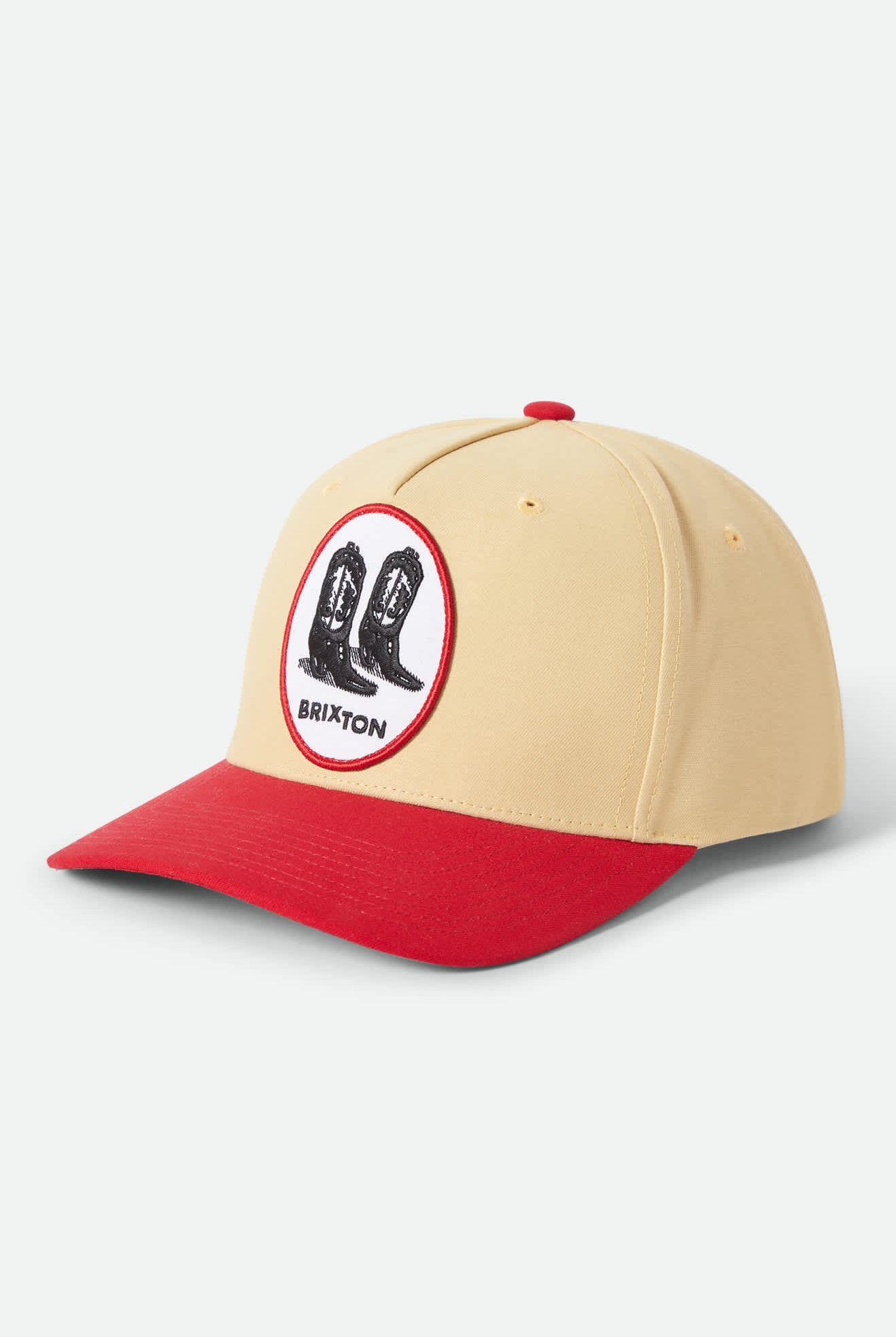 Women's Two Boots Netplus Snapback in the color Celestial Yellow/Red - Front Product Laydown Image