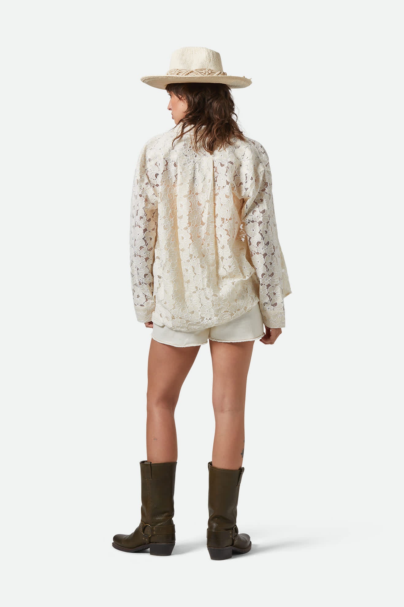 Women's East Side Boxy L/S Button Down in the color Whitecap - Women's Back View