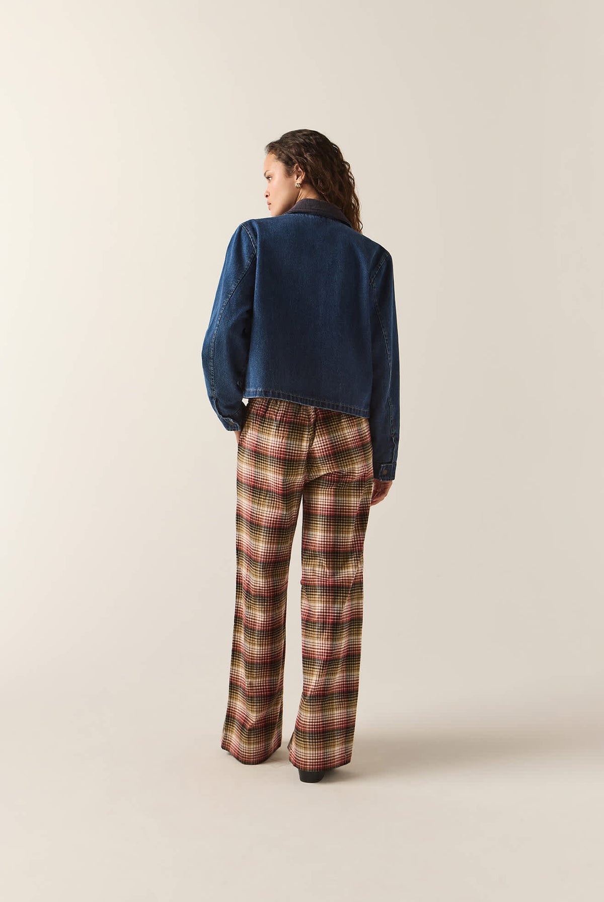 Women's Service Trouser Pant in the color Plaid Mash Up - Women's Back View