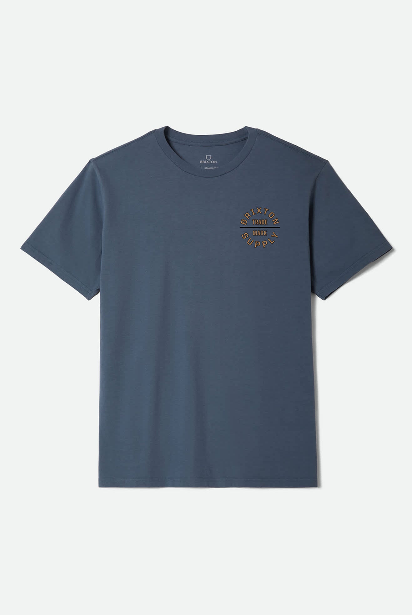Men's Oath V Short Sleeve Standard T-Shirt in the color Ocean Breeze/Light Brown/Black - Front Product Laydown Image