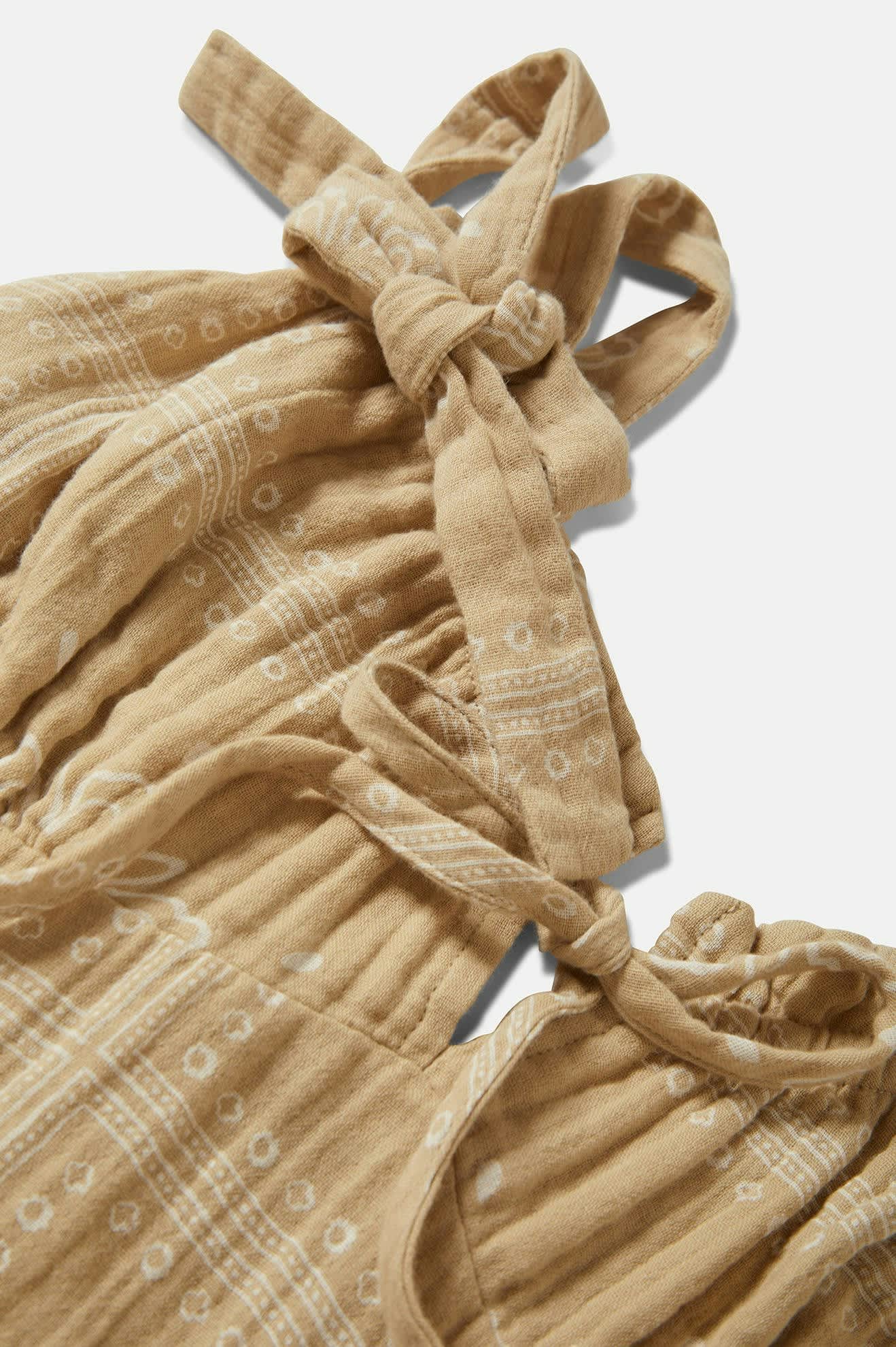 Women's Wandering Tie Dress in the color Pale Khaki Bandana - Additional Laydown image