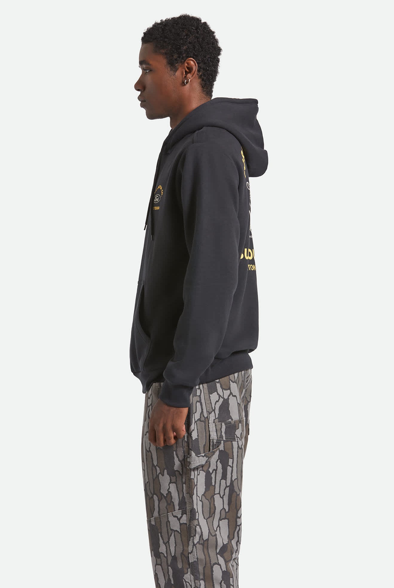 Men's Ford Built Tough Fleece Hoodie in the color Burnt Rubber - Men's Side View