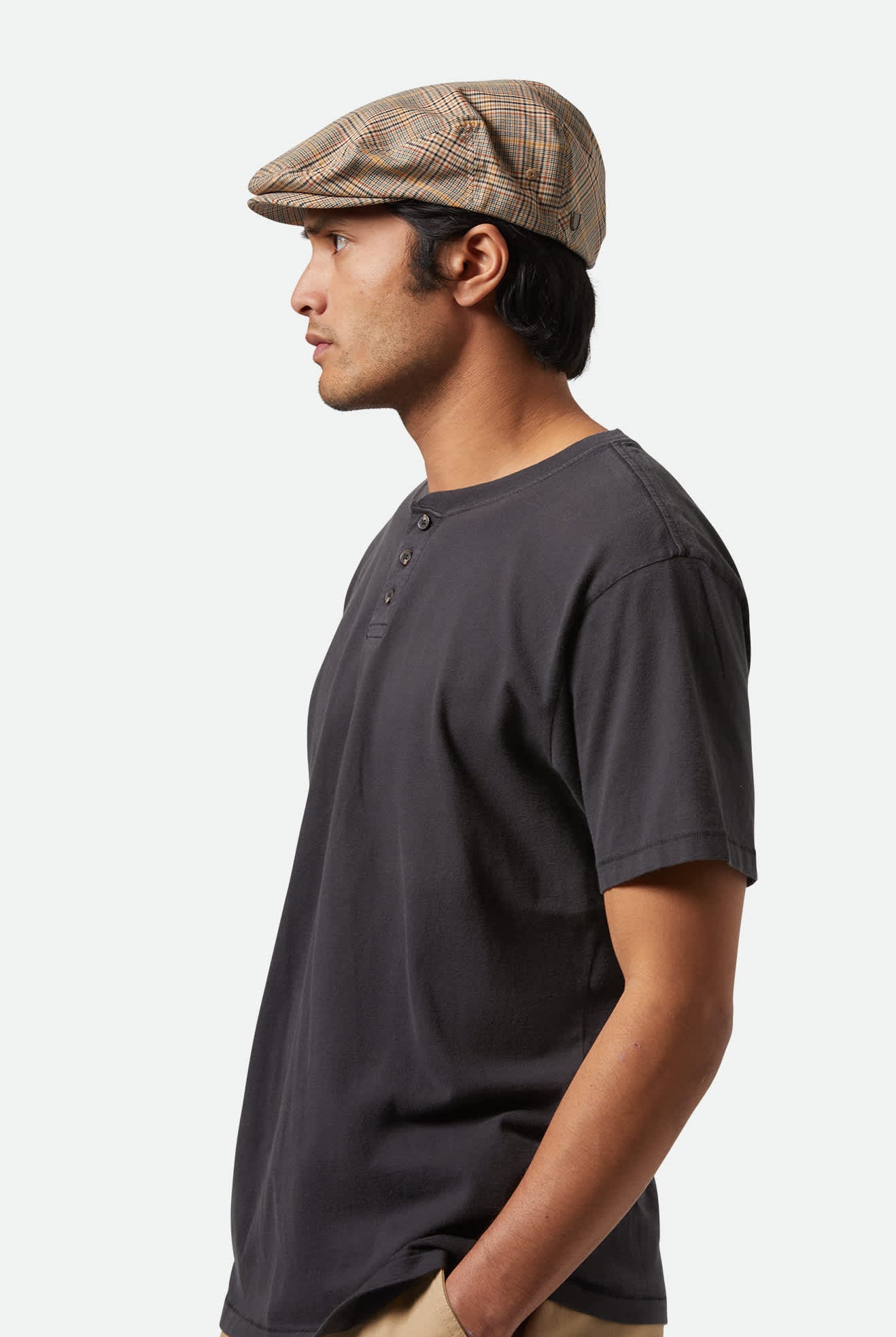 Unisex Vintage Reserve S/S Henley in the color Black Sol Wash - Men's Side View