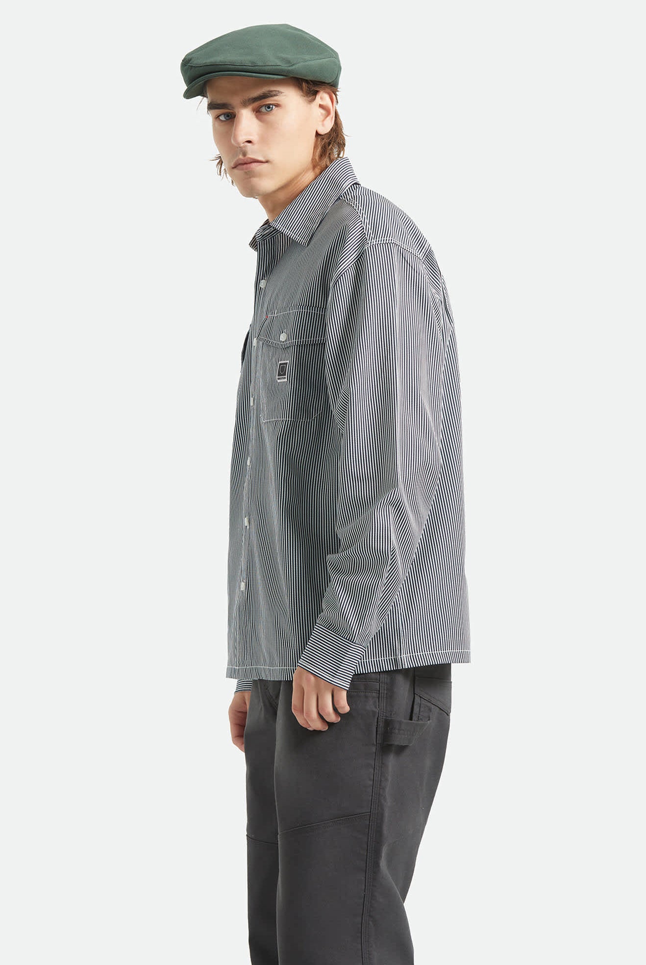 Men's Journey Lightweight Long Sleeve Shirt in the color Navy/White Stripe - Men's Side View