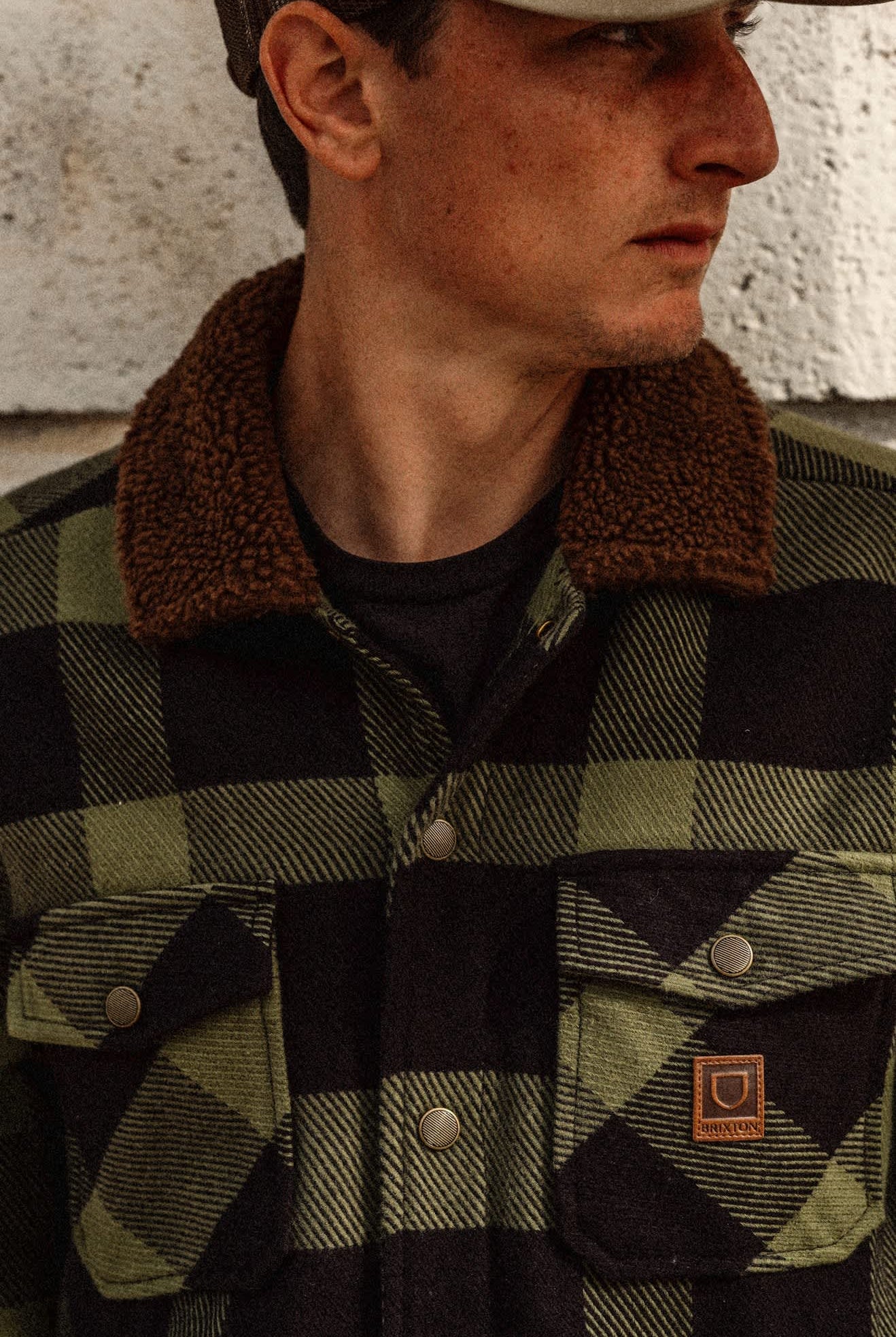 Men's Durham Sherpa Lined Jacket in the color Black/Wild Green Flannel - Men's Lifestyle 2.0