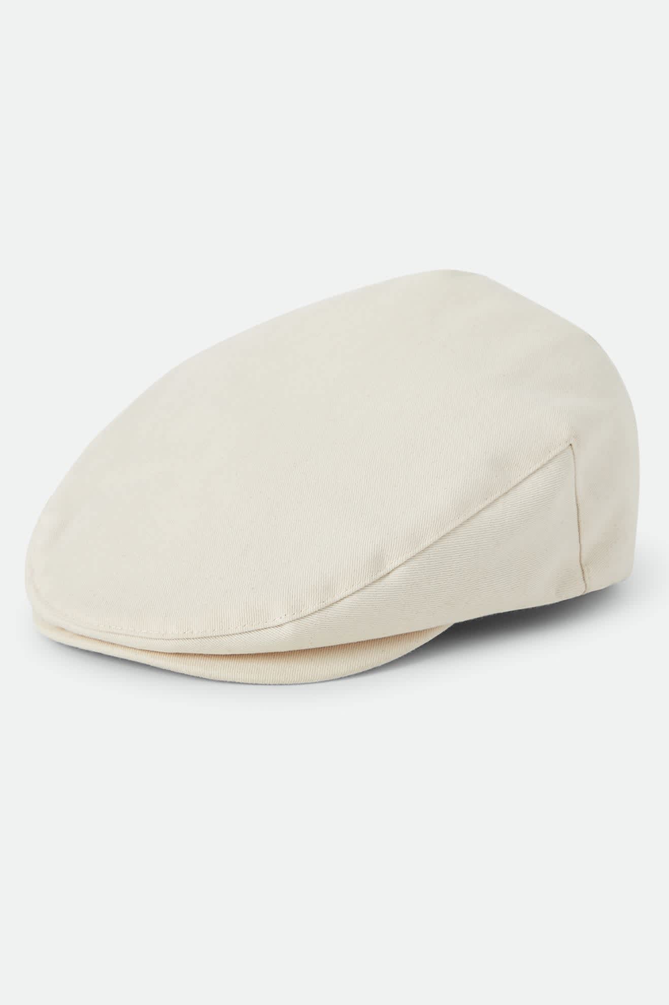 Unisex Hooligan Flat Cap in the color Egret White - Front Product Laydown Image