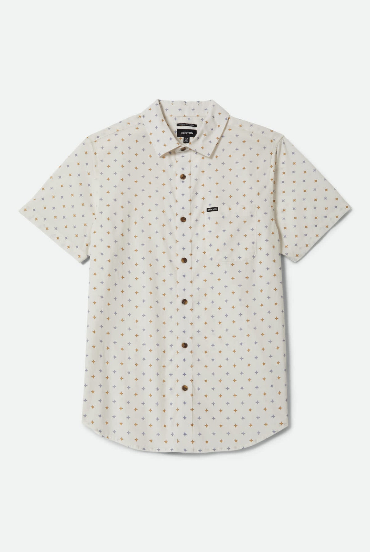 Men's Charter Print Short Sleeve Shirt in the color Off White/Multi Diamond Tile - Front Product View