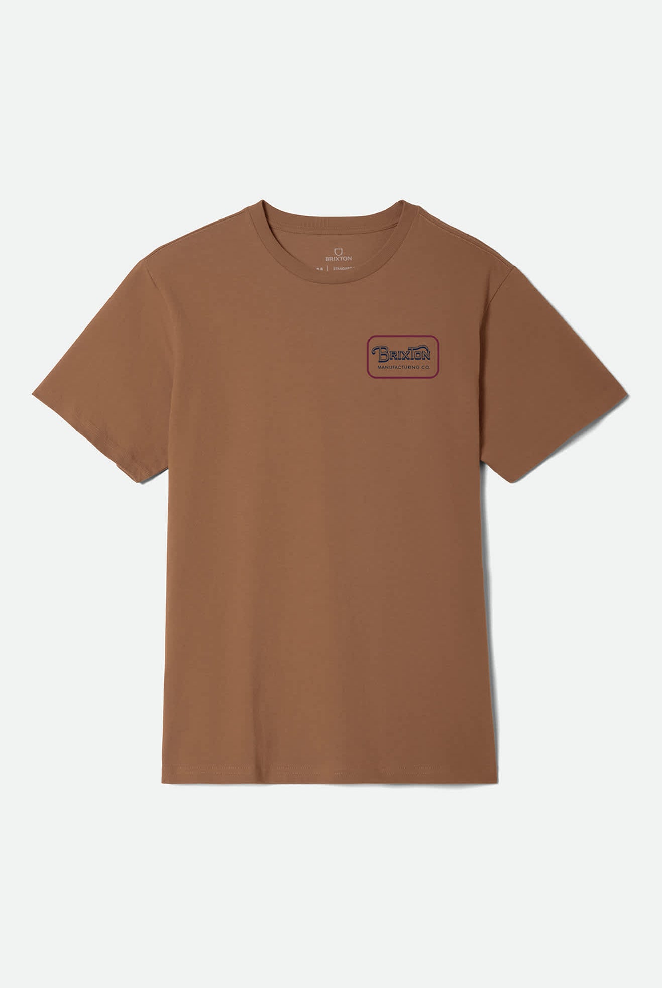 Men's Grade Short Sleeve Standard T-Shirt in the color Brown Sugar/Mahogany/Dark Navy - Front Product Laydown Image