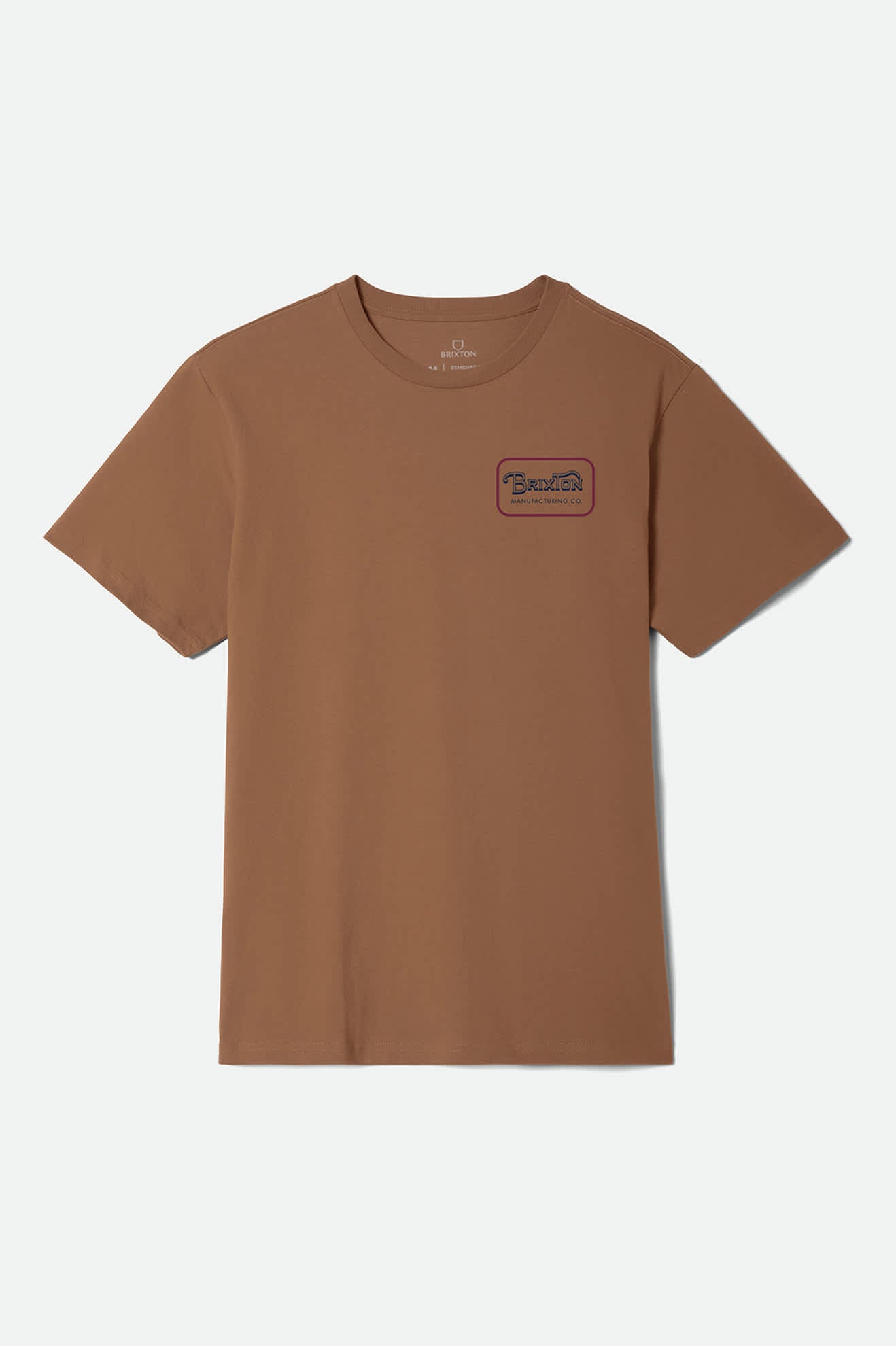 Men's Grade Short Sleeve Standard T-Shirt in the color Brown Sugar/Mahogany/Dark Navy - Front Product Laydown Image