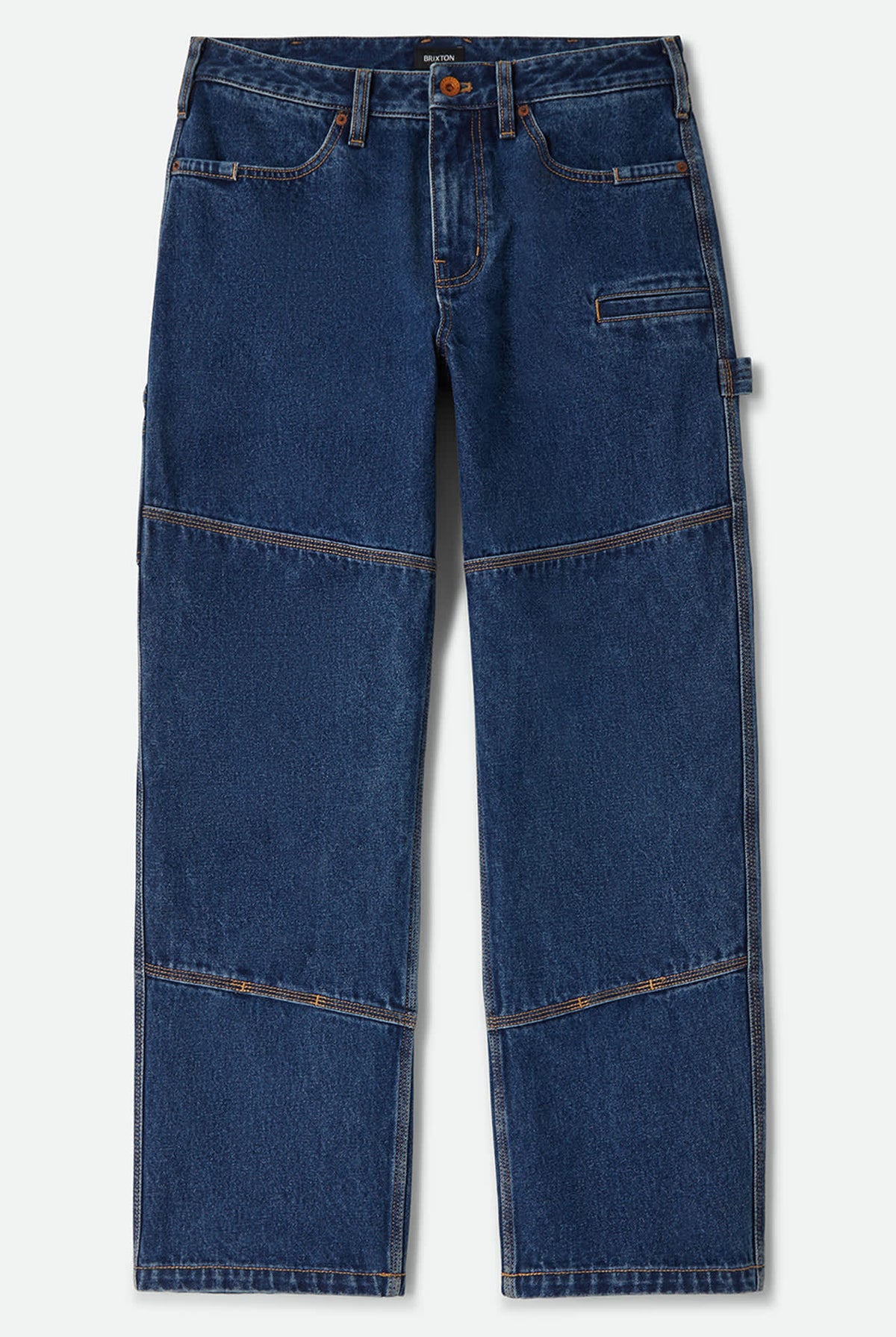 Men's Builders Carpenter Pant in the color Dark Denim - Front Product Laydown Image
