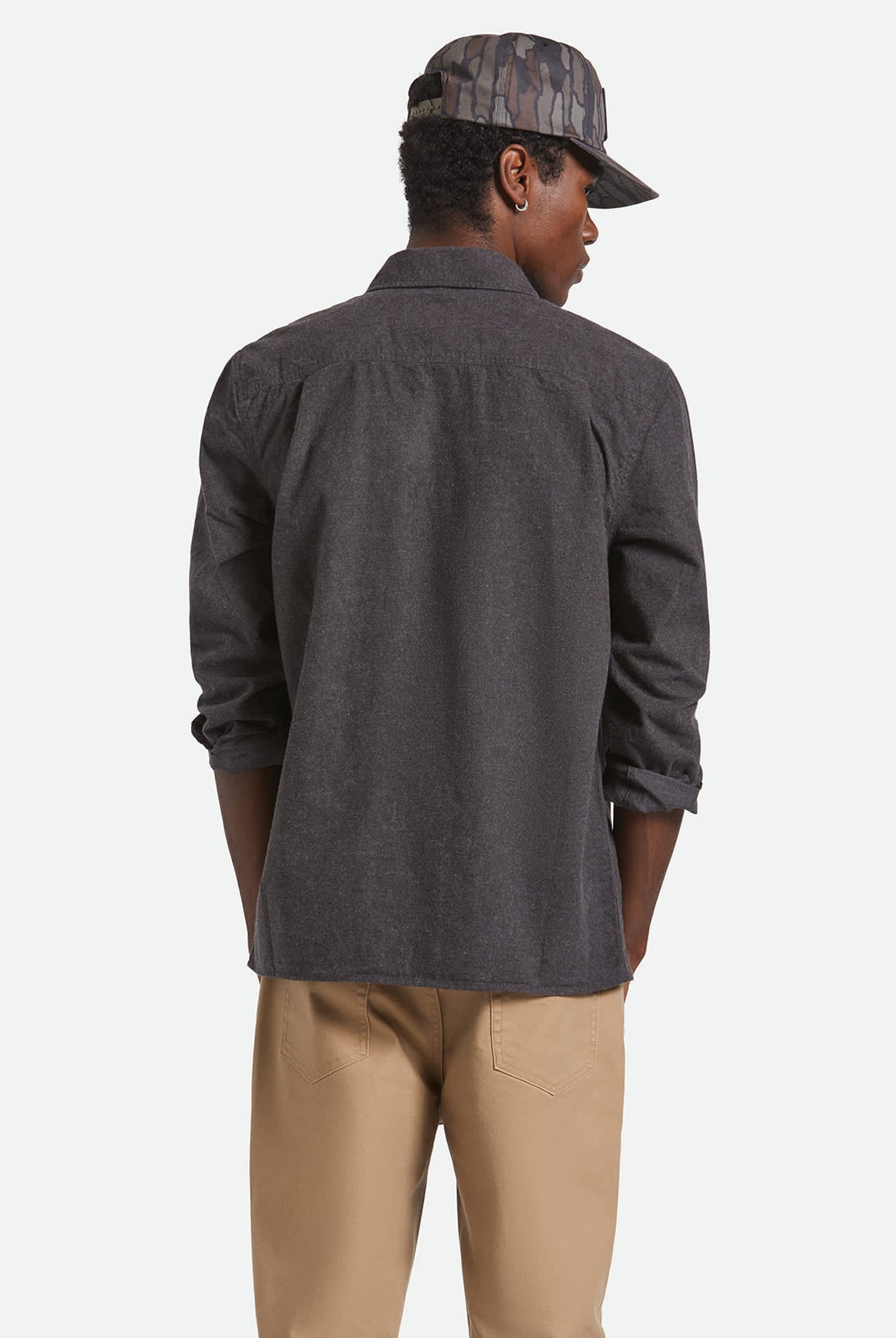Men's Hasting Lightweight Ultra Soft Flannel in the color Black - Men's Back View