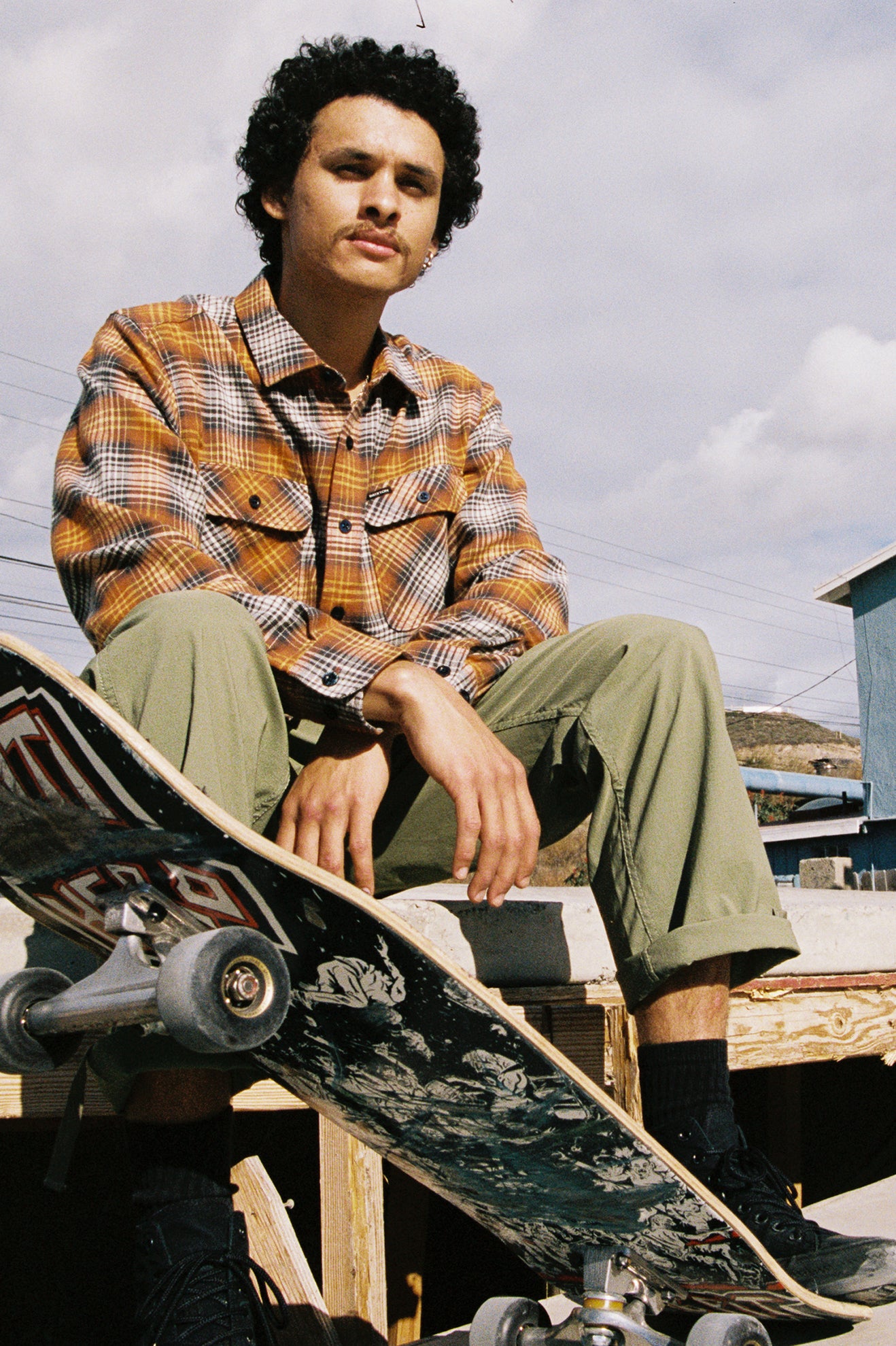 Men's Fit, Extra Shot | Bowery Lightweight Ultra Soft Flannel - Terracotta/Black