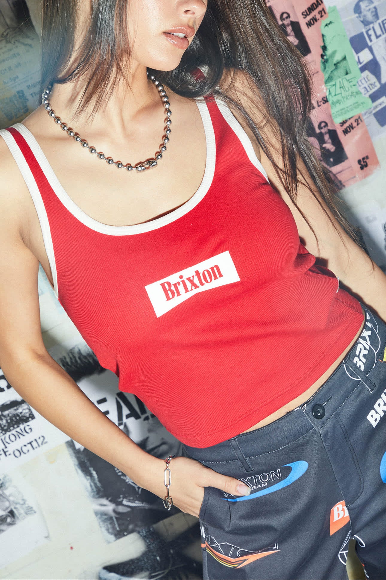 Women's Brixton Banner Ringer A-Tank in the color Adrenaline Rush - Men's Lifestyle image